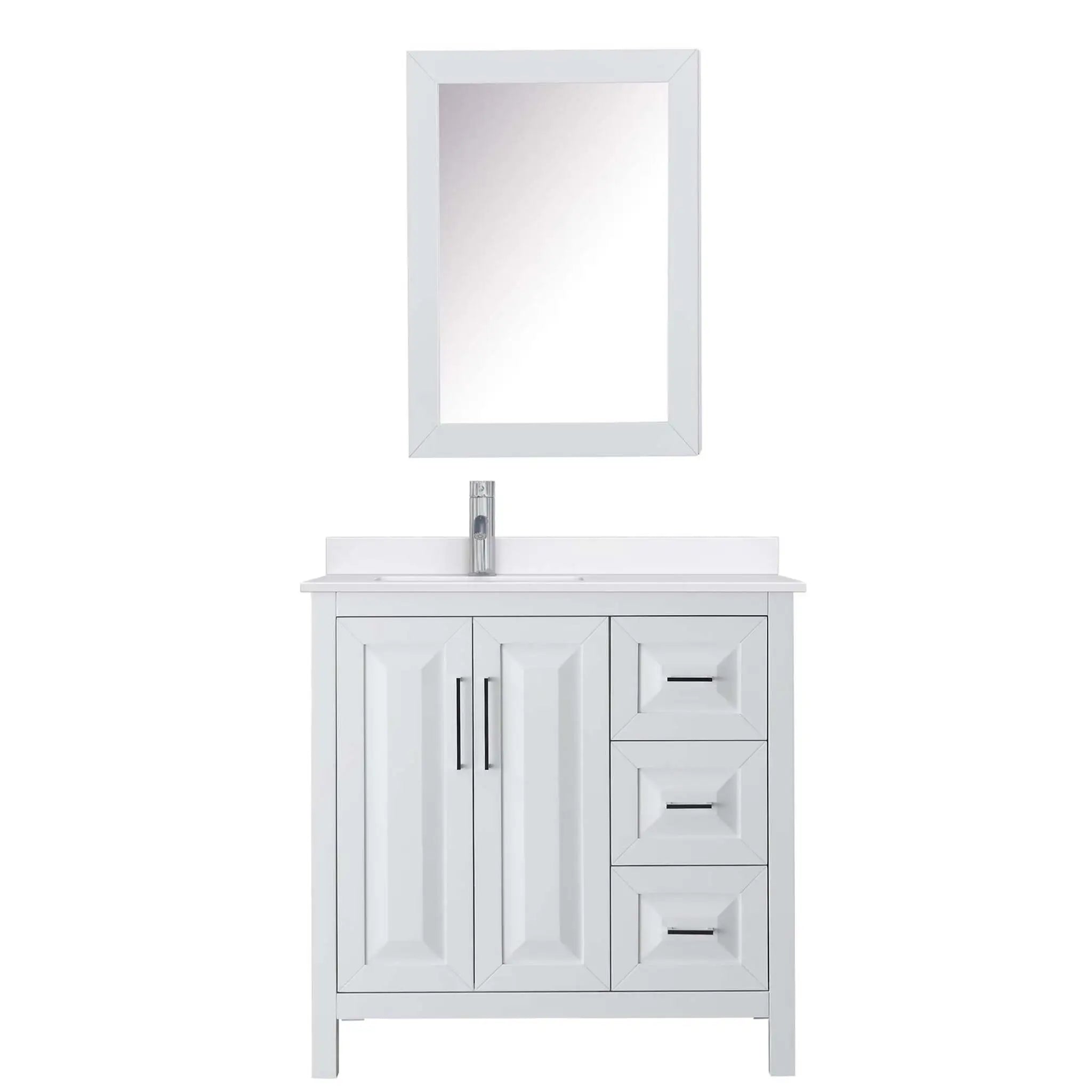 36" Daria Single Bathroom Vanity in White with Polished Chrome Trim & Medicine Cabinet by Wyndham