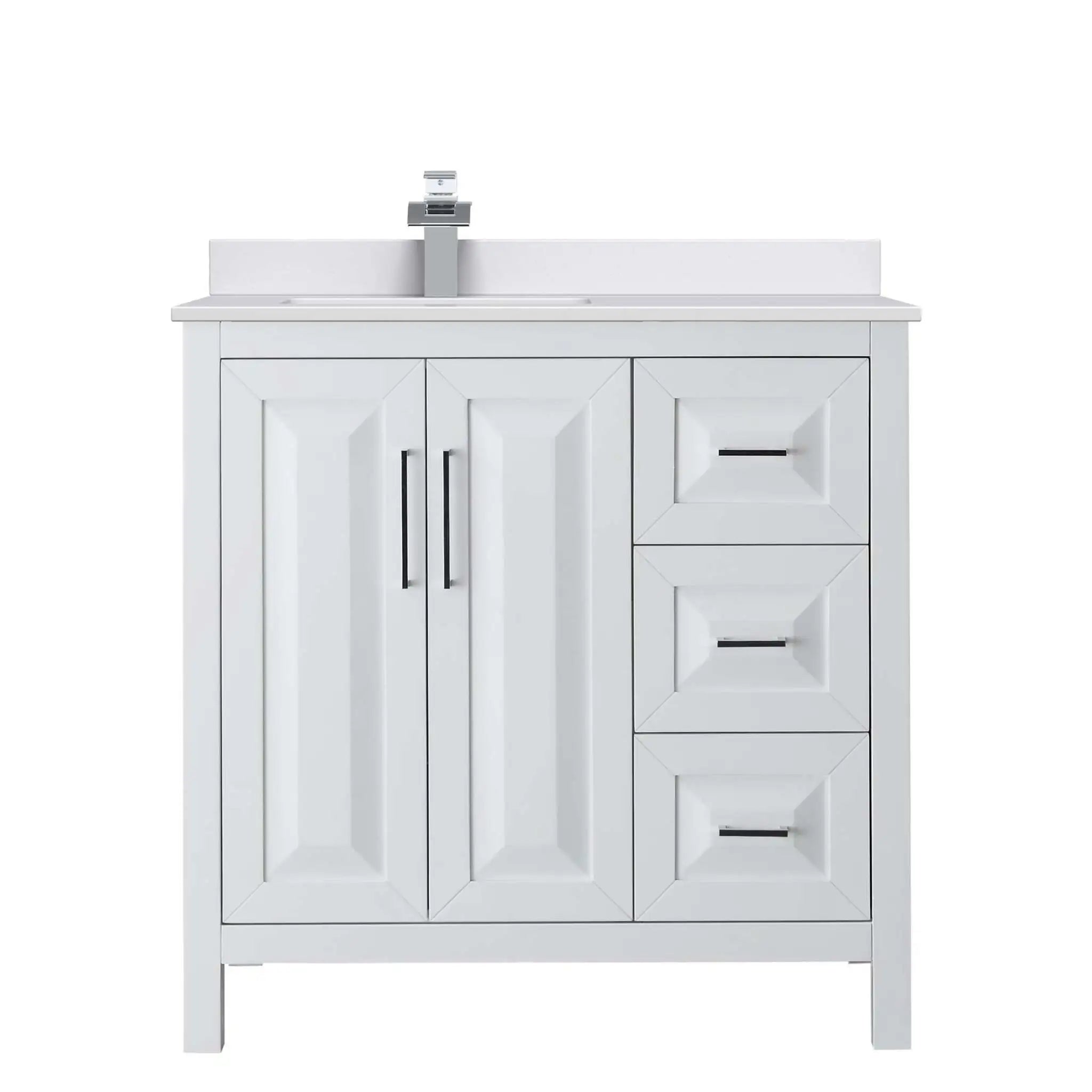 36" Daria Single Bathroom Vanity in White with Polished Chrome Trim by Wyndham