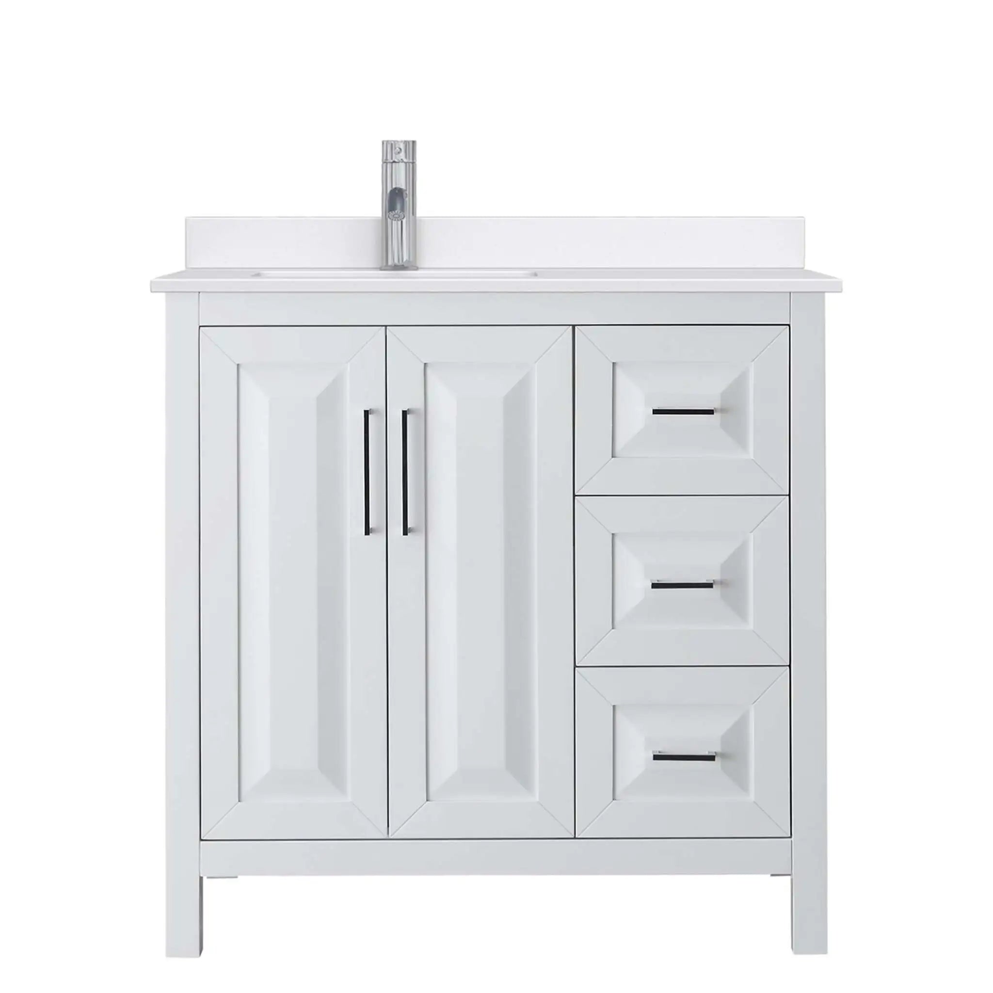 36" Daria Single Bathroom Vanity in White with Polished Chrome Trim by Wyndham
