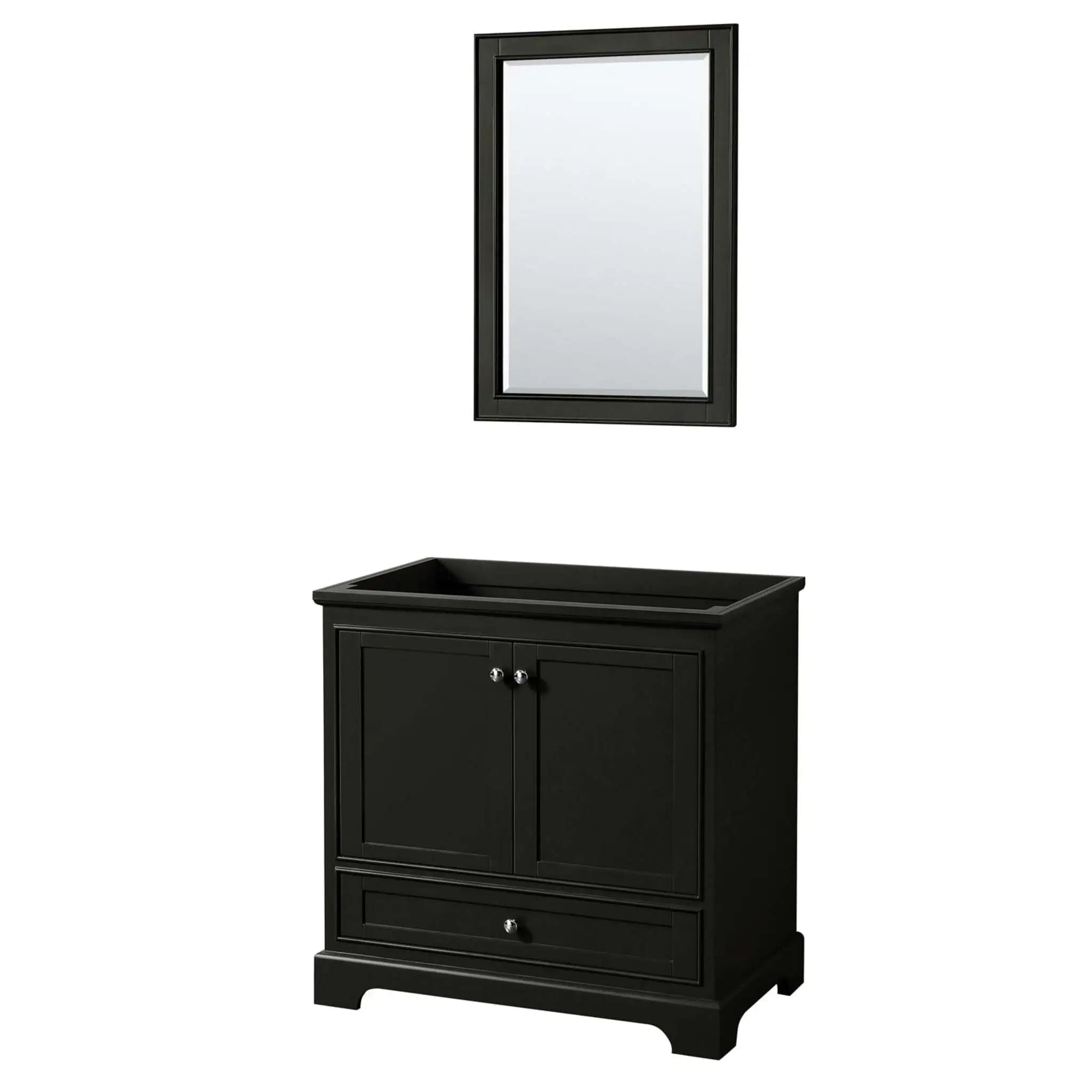 36" Deborah Single Bathroom Vanity in Dark Espresso with Polished Chrome Trim & 24" Mirror by Wyndham