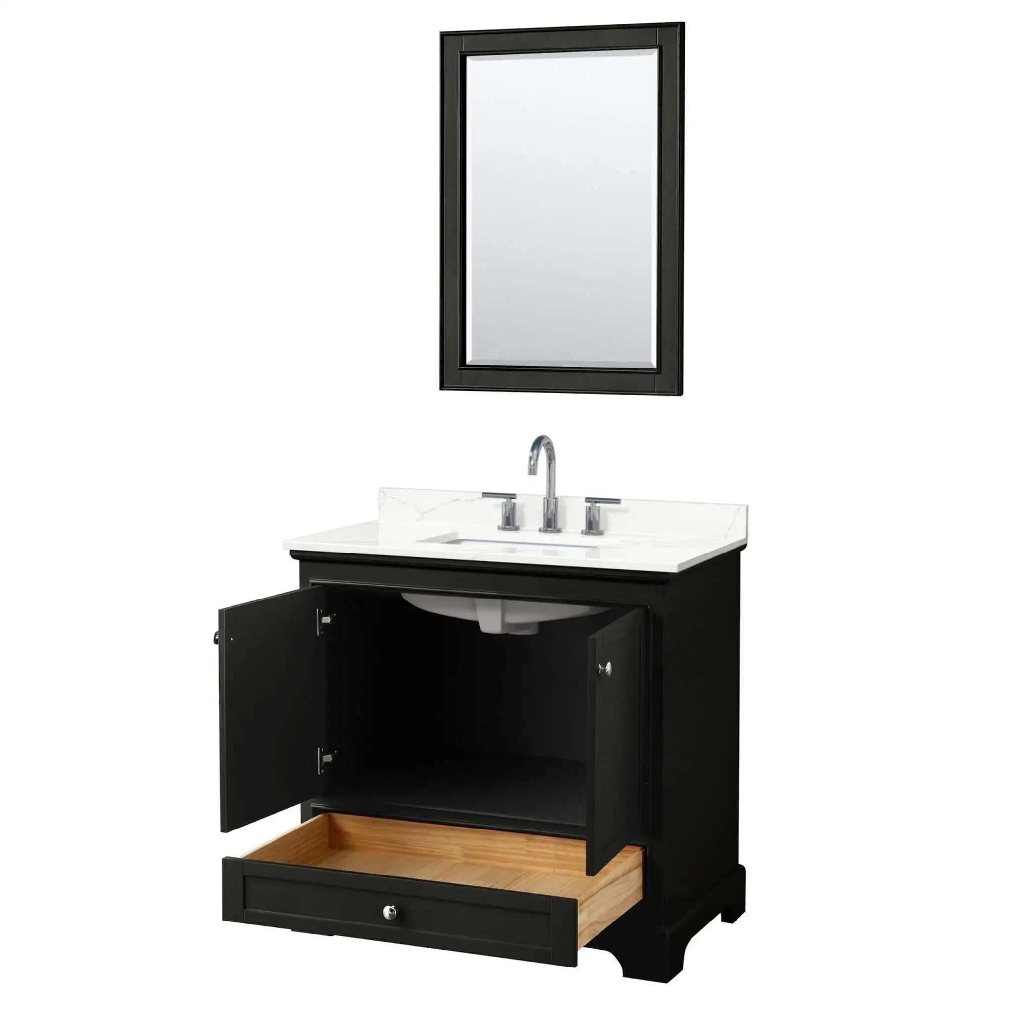 36" Deborah Single Bathroom Vanity in Dark Espresso with Polished Chrome Trim & 24" Mirror by Wyndham