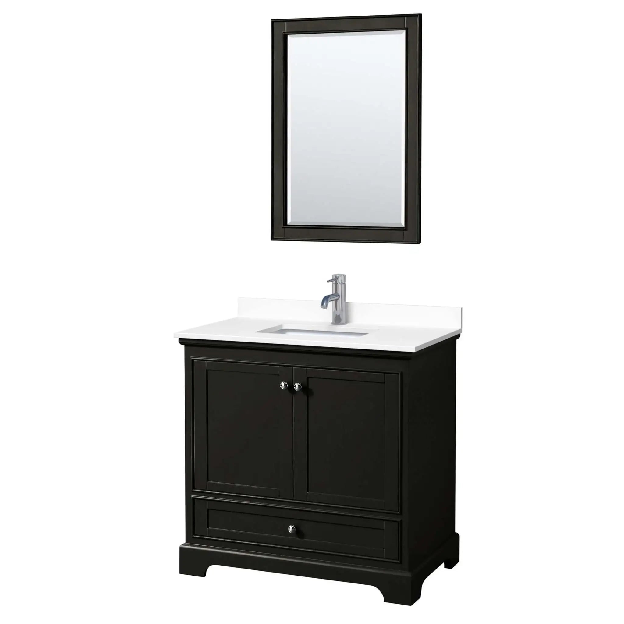 36" Deborah Single Bathroom Vanity in Dark Espresso with Polished Chrome Trim & 24" Mirror by Wyndham
