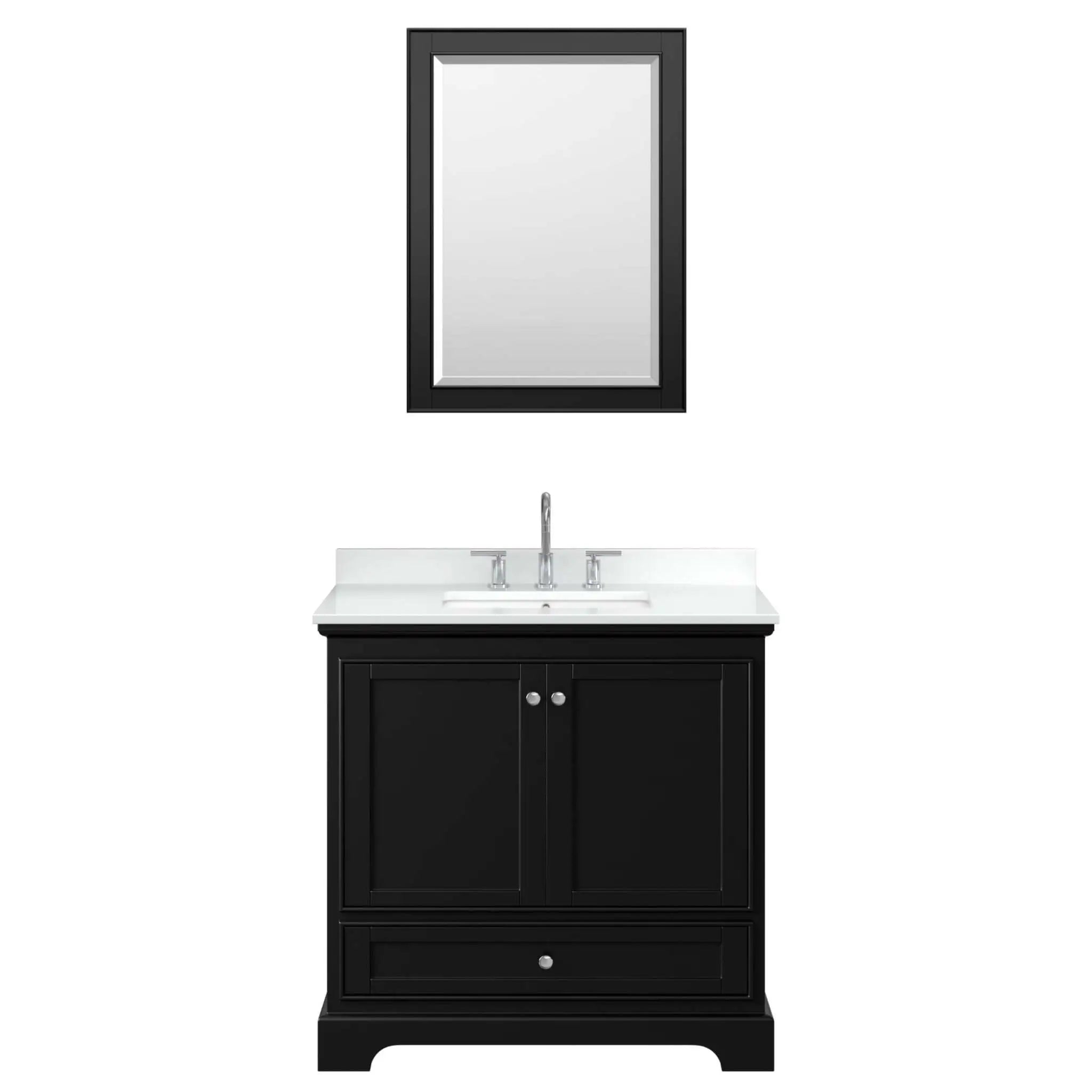 36" Deborah Single Bathroom Vanity in Dark Espresso with Polished Chrome Trim & 24" Mirror by Wyndham