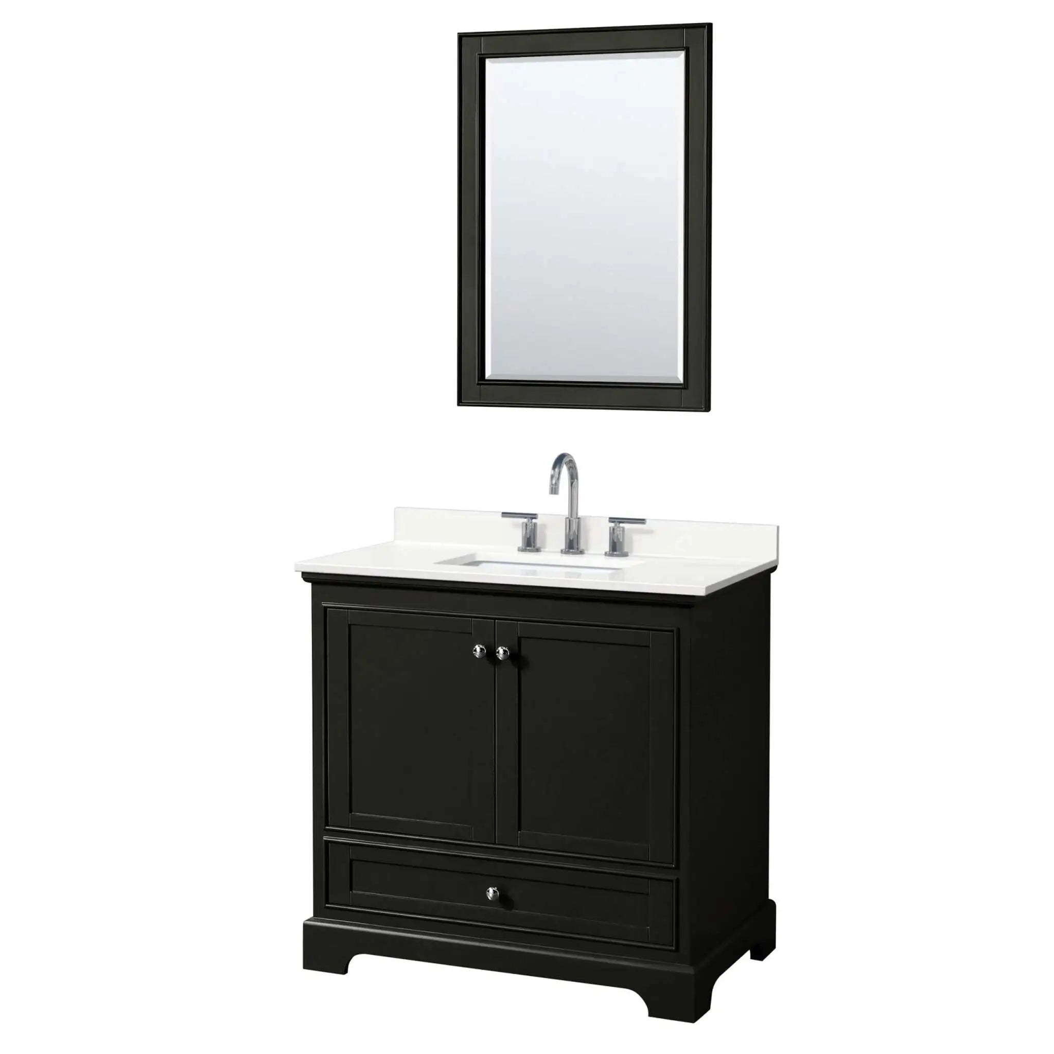 36" Deborah Single Bathroom Vanity in Dark Espresso with Polished Chrome Trim & 24" Mirror by Wyndham