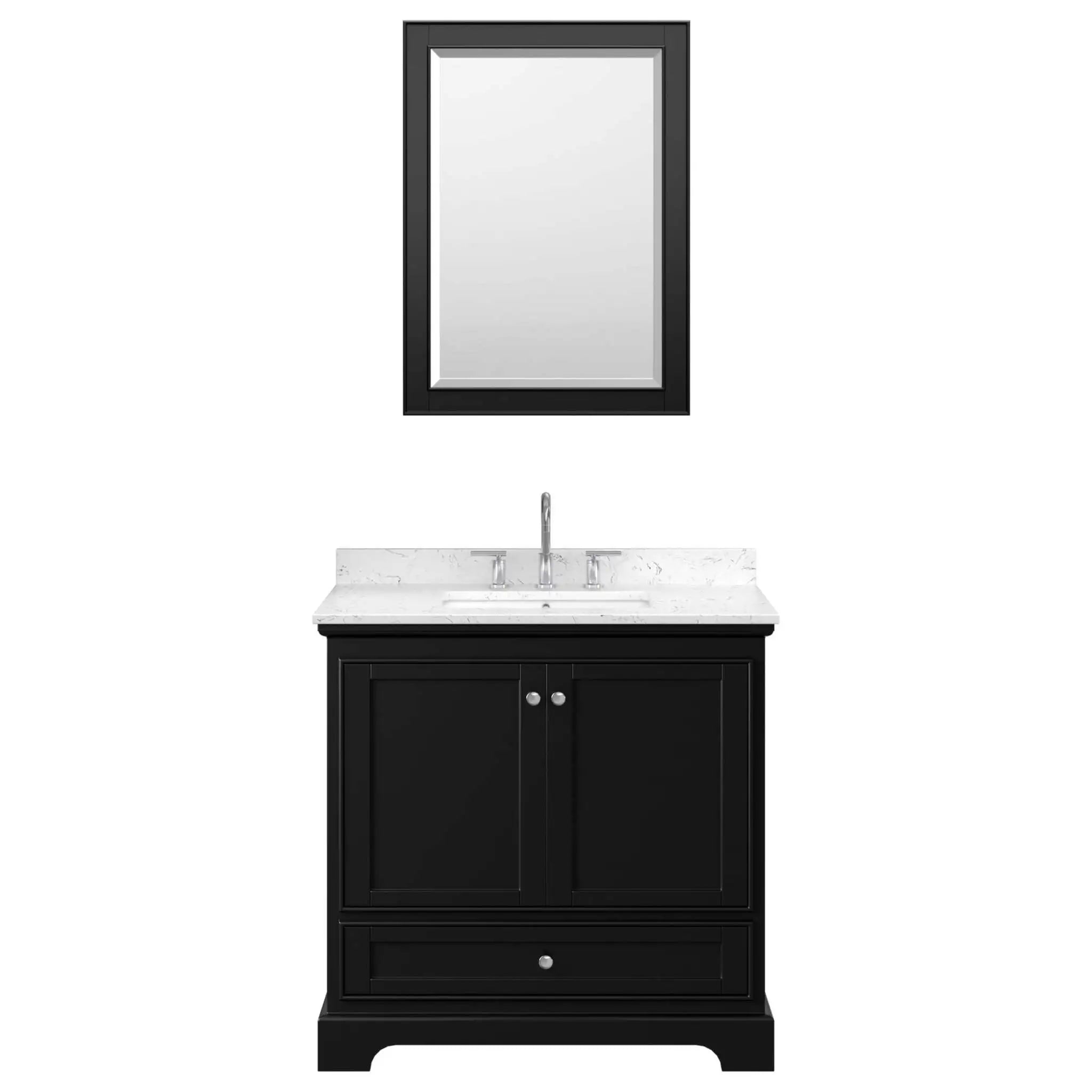 36" Deborah Single Bathroom Vanity in Dark Espresso with Polished Chrome Trim & Medicine Cabinet by Wyndham