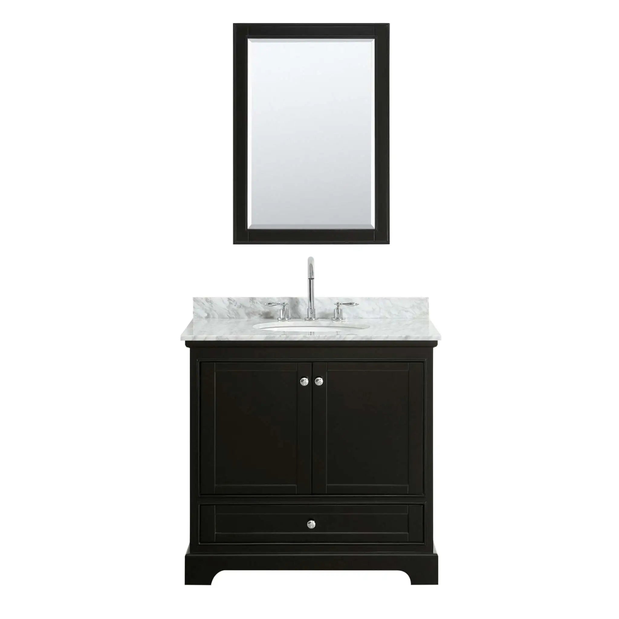 36" Deborah Single Bathroom Vanity in Dark Espresso with Polished Chrome Trim & Medicine Cabinet by Wyndham