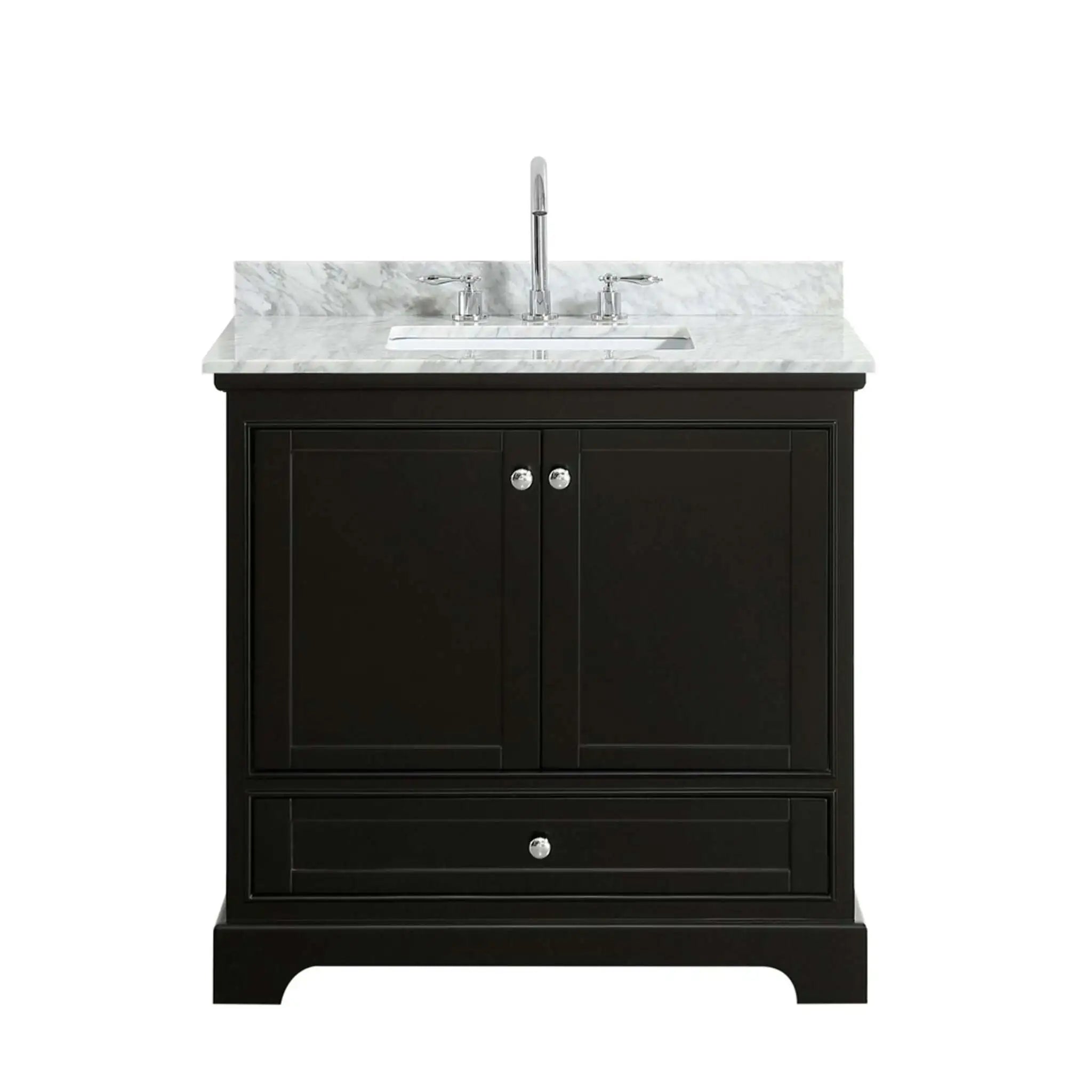 36" Deborah Single Bathroom Vanity in Dark Espresso with Polished Chrome Trim by Wyndham