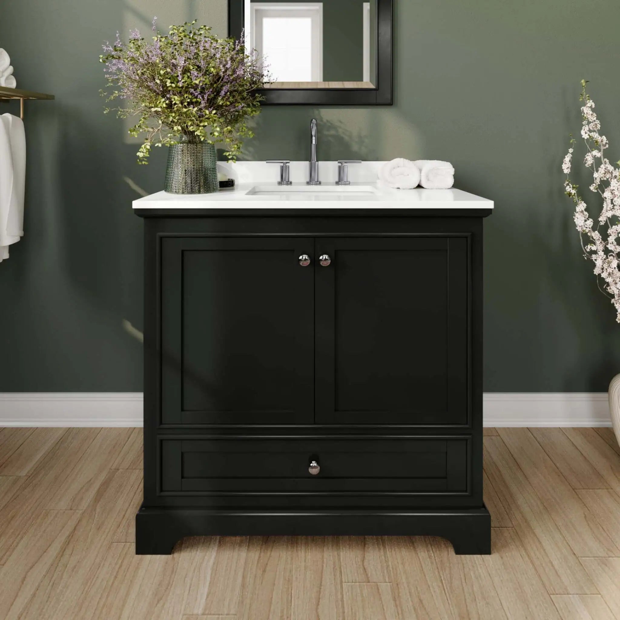 36" Deborah Single Bathroom Vanity in Dark Espresso with Polished Chrome Trim by Wyndham