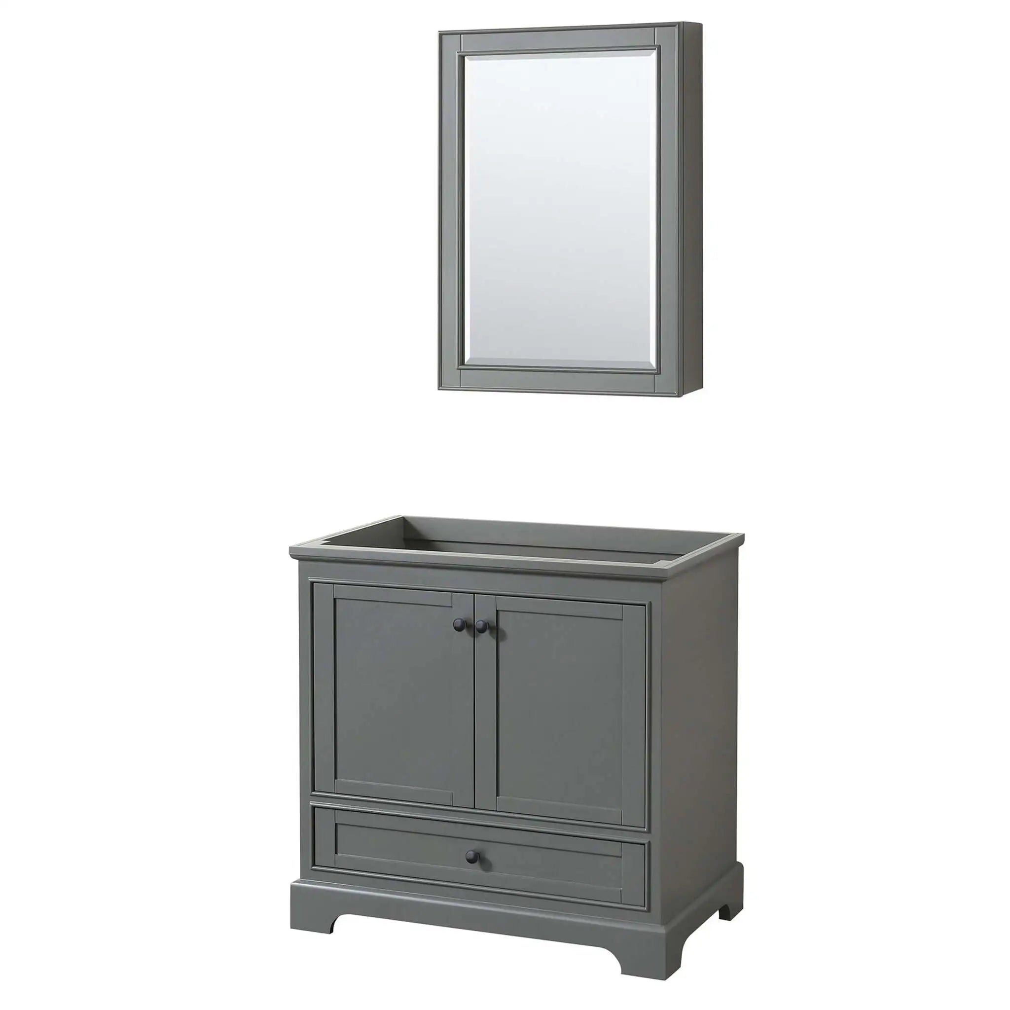 36" Deborah Single Bathroom Vanity in Dark Gray with Matte Black Trim & Medicine Cabinet by Wyndham