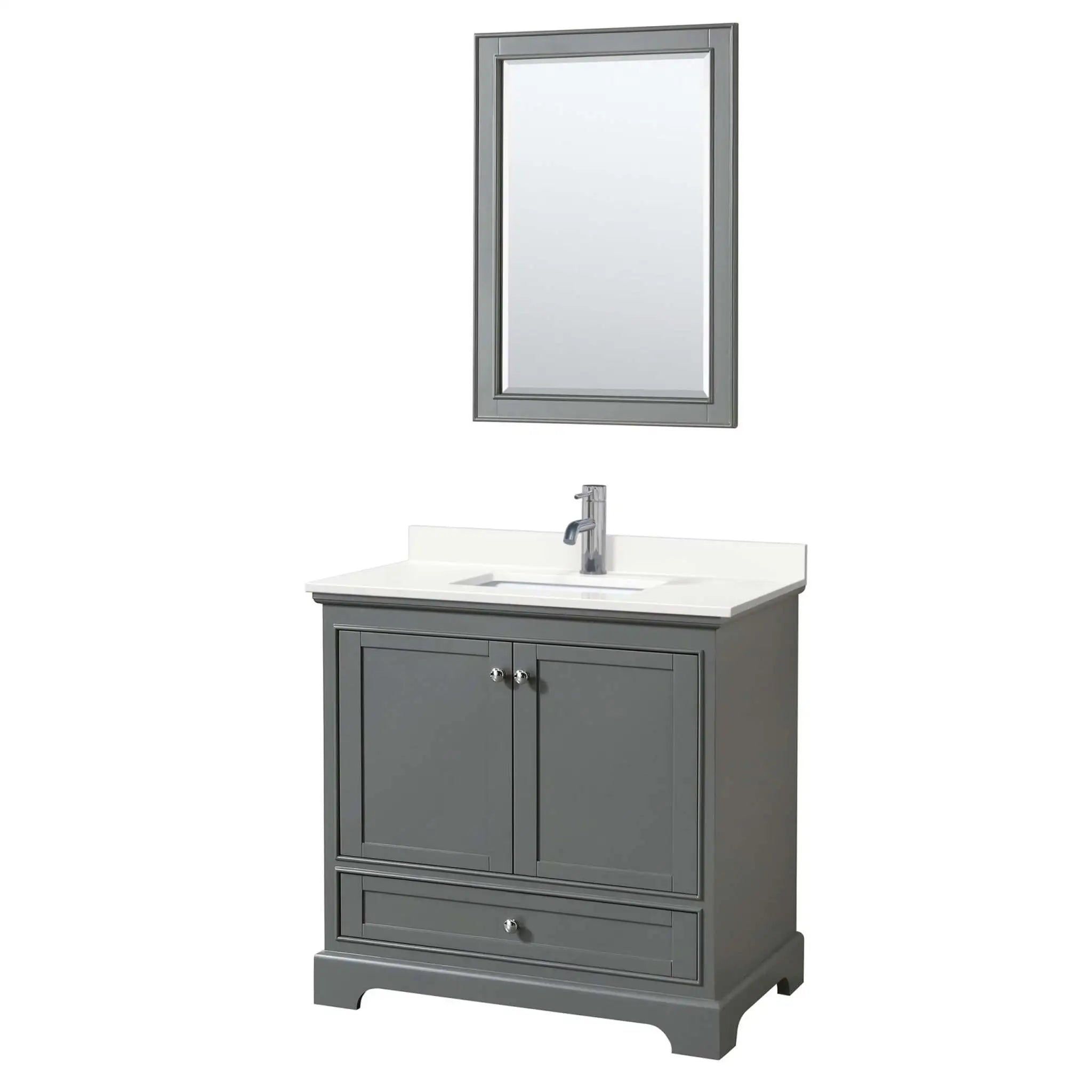 36" Deborah Single Bathroom Vanity in Dark Gray with Polished Chrome Trim & 24" Mirror by Wyndham