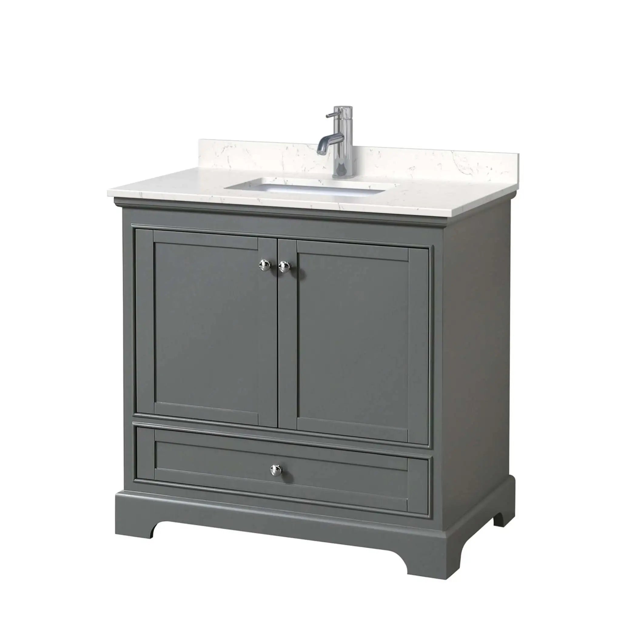 36" Deborah Single Bathroom Vanity in Dark Gray with Polished Chrome Trim by Wyndham