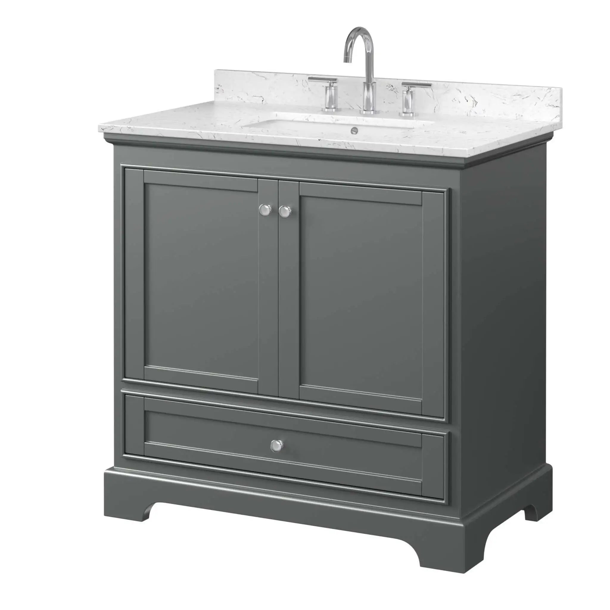 36" Deborah Single Bathroom Vanity in Dark Gray with Polished Chrome Trim by Wyndham