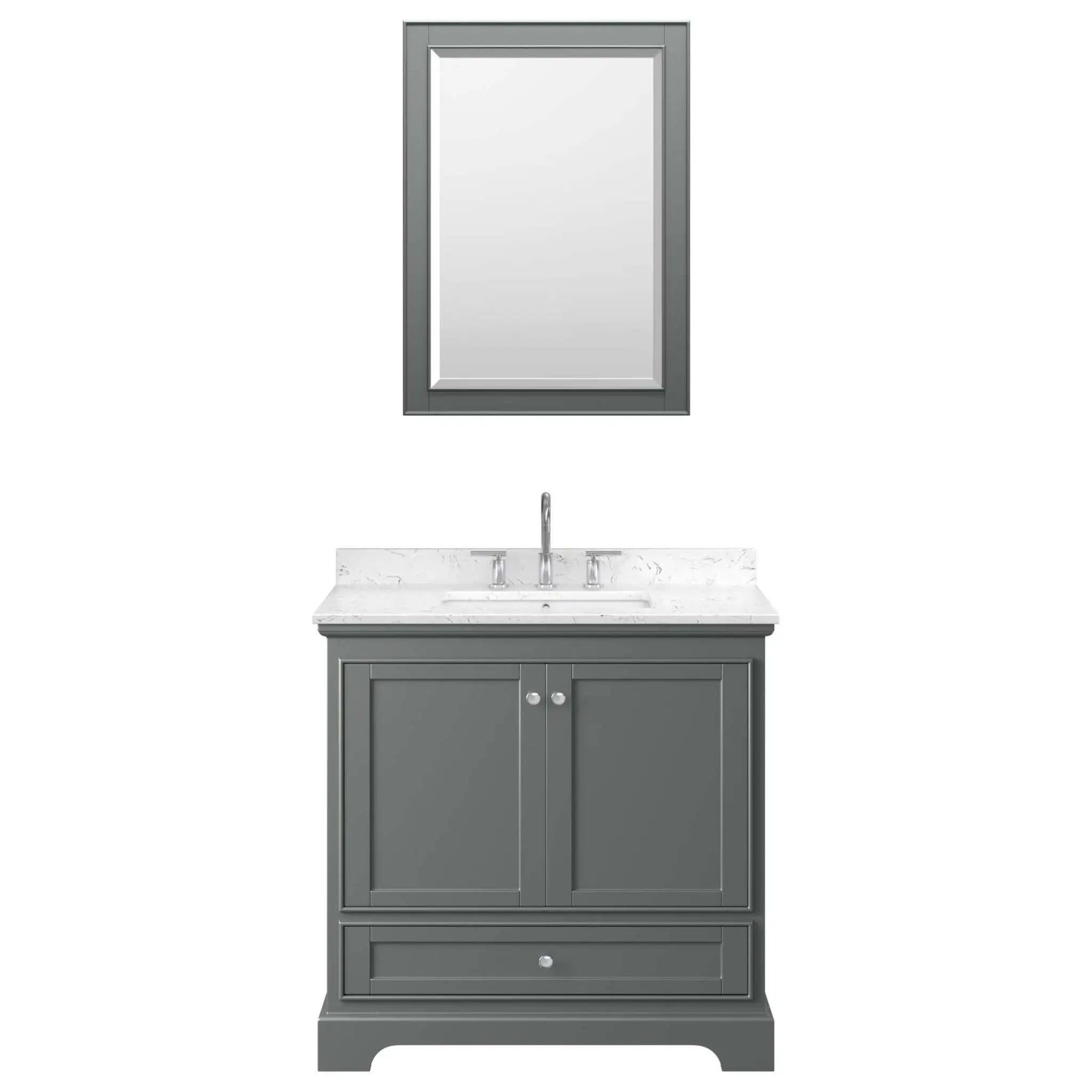 36" Deborah Single Bathroom Vanity in Dark Gray with Polished Chrome Trim & Medicine Cabinet by Wyndham