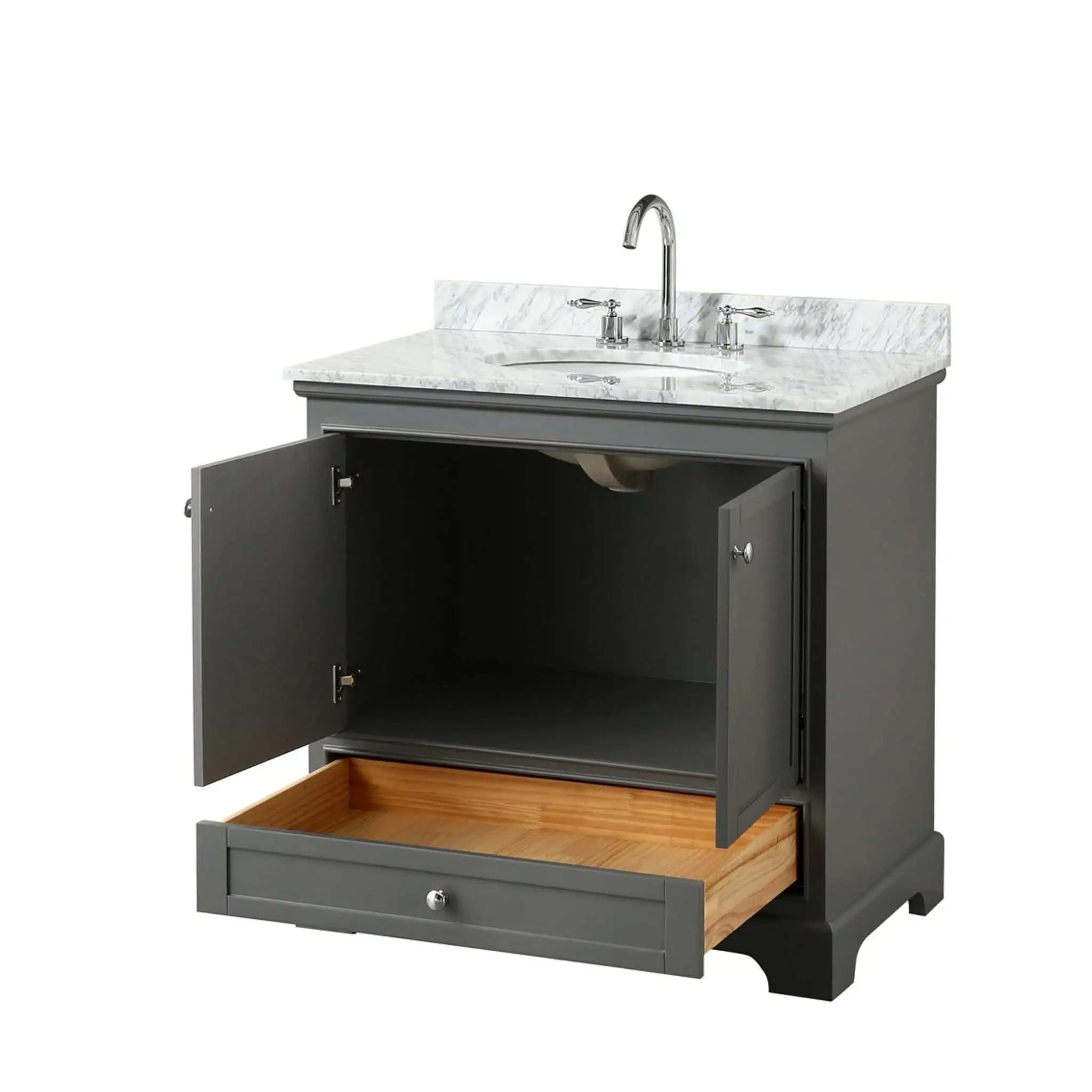 36" Deborah Single Bathroom Vanity in Dark Gray with Polished Chrome Trim by Wyndham