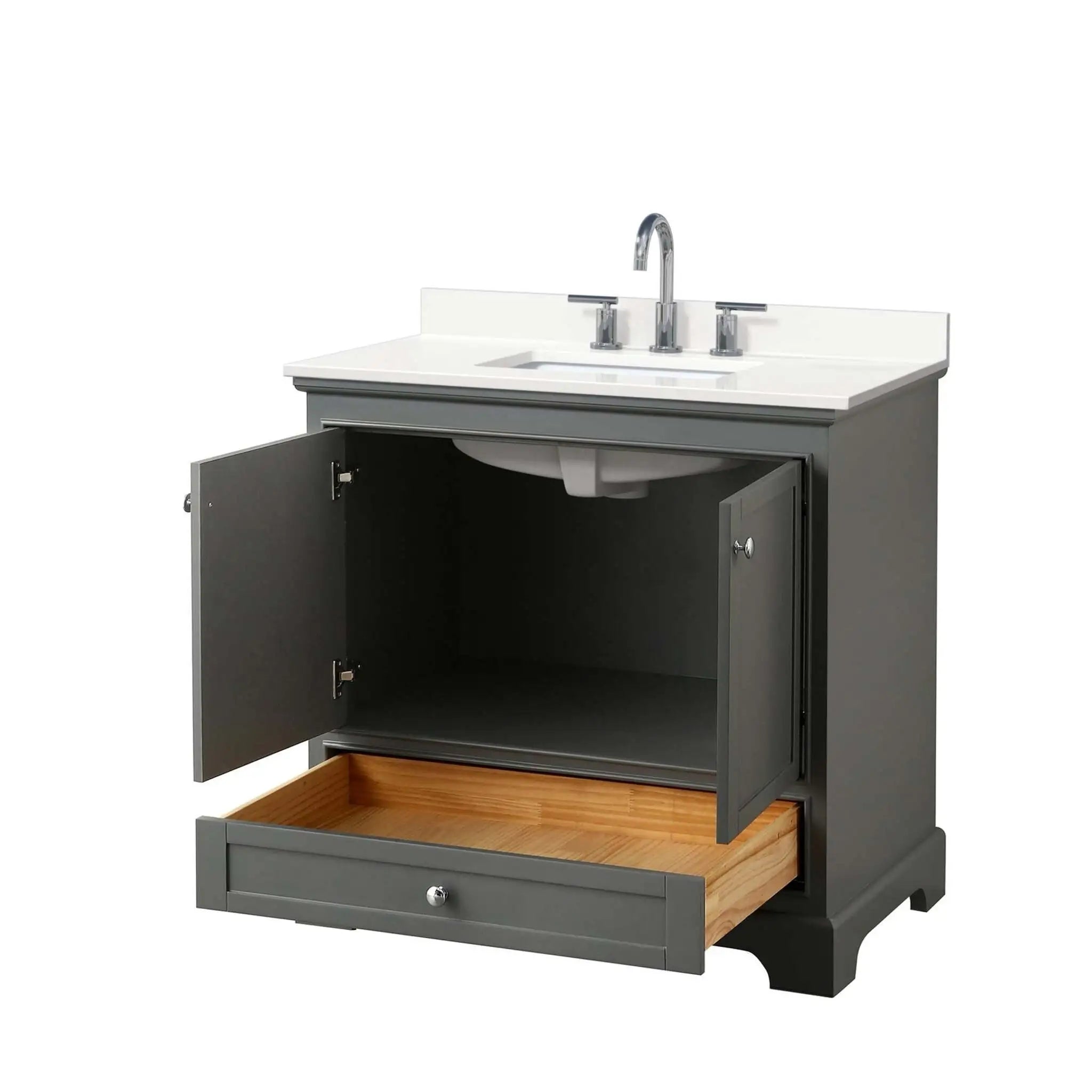 36" Deborah Single Bathroom Vanity in Dark Gray with Polished Chrome Trim by Wyndham