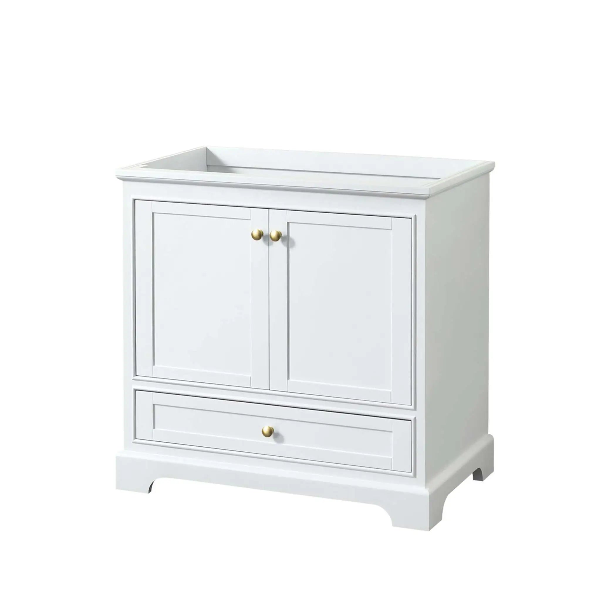 36" Deborah Single Bathroom Vanity in White with Brushed Gold Trim by Wyndham