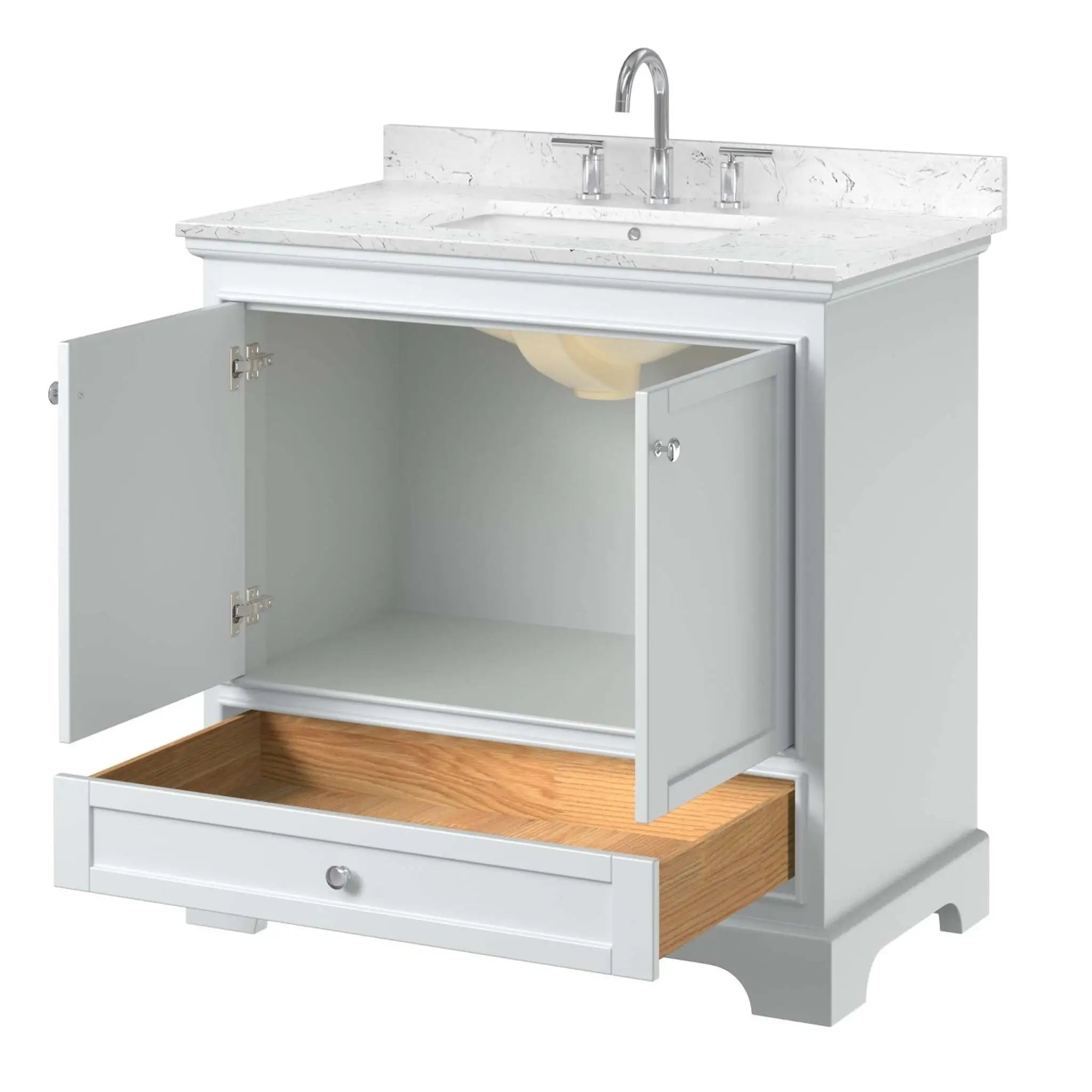 36" Deborah Single Bathroom Vanity in White with Polished Chrome Trim by Wyndham