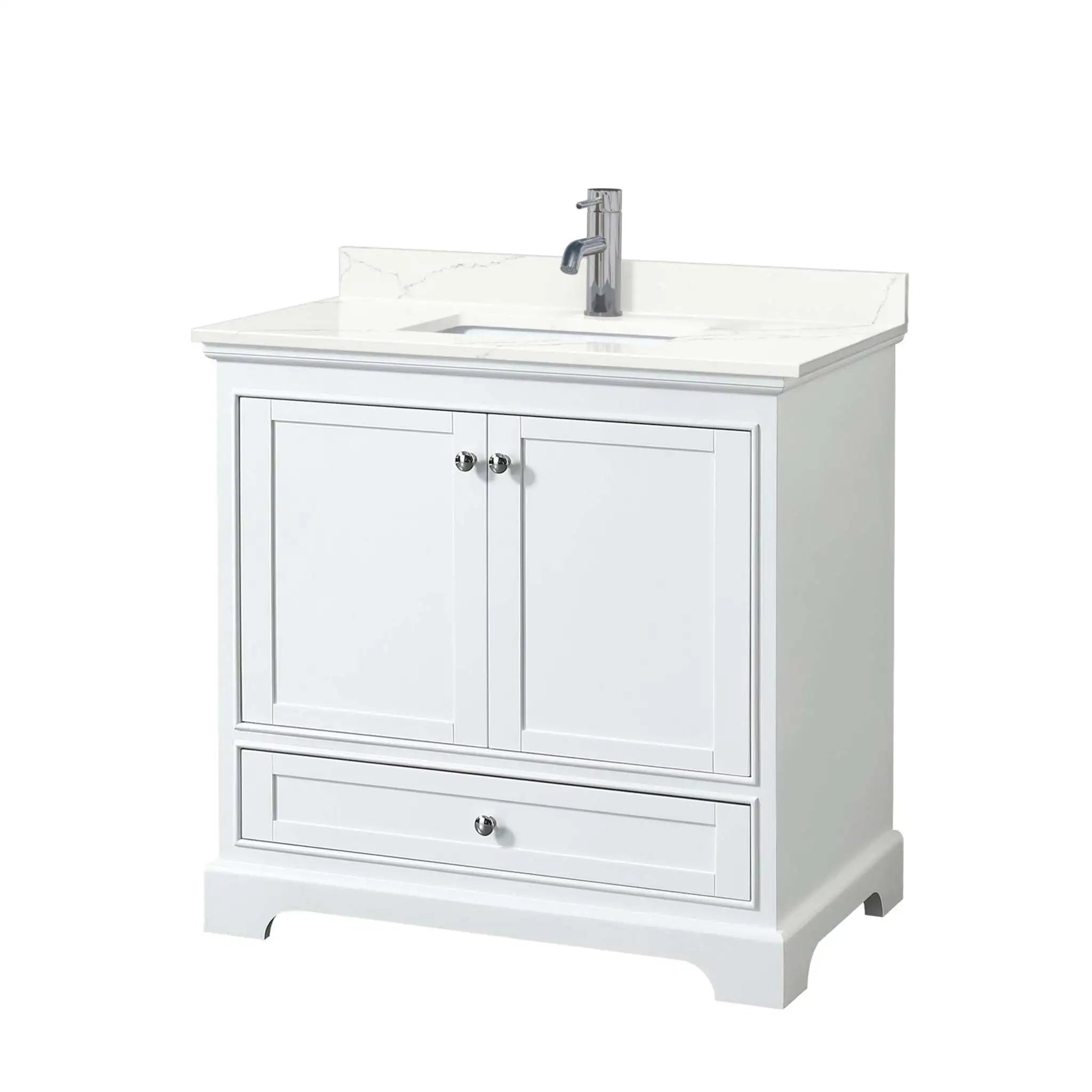36" Deborah Single Bathroom Vanity in White with Polished Chrome Trim by Wyndham