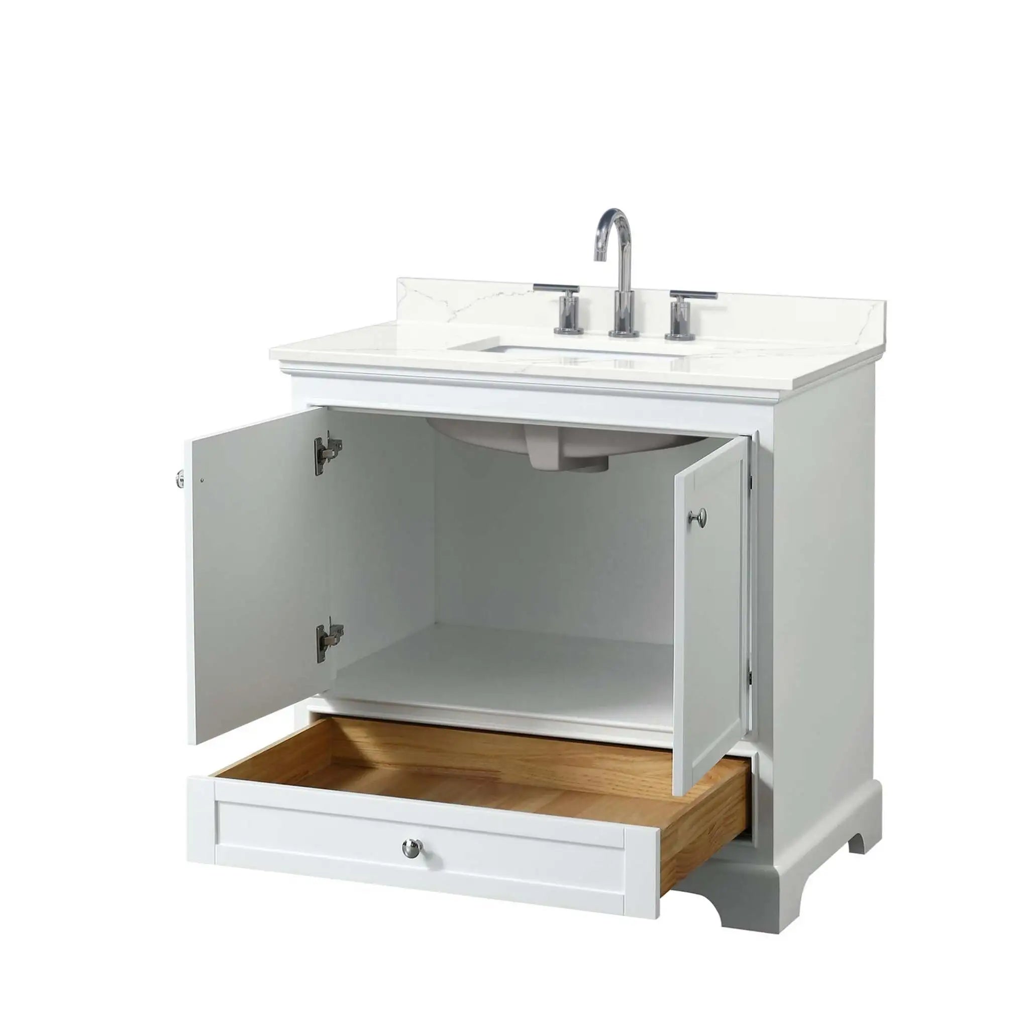 36" Deborah Single Bathroom Vanity in White with Polished Chrome Trim by Wyndham