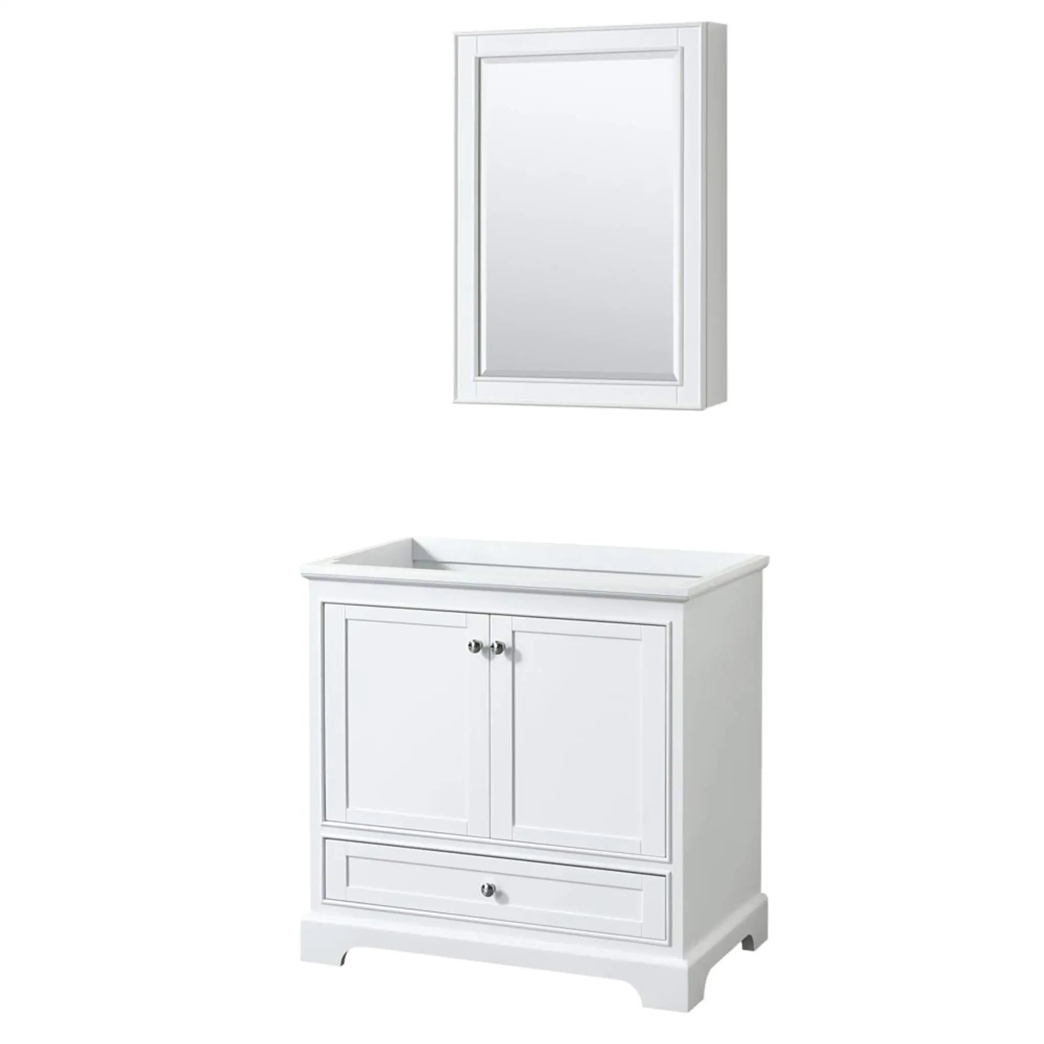 36" Deborah Single Bathroom Vanity in White with Polished Chrome Trim & Medicine Cabinet by Wyndham