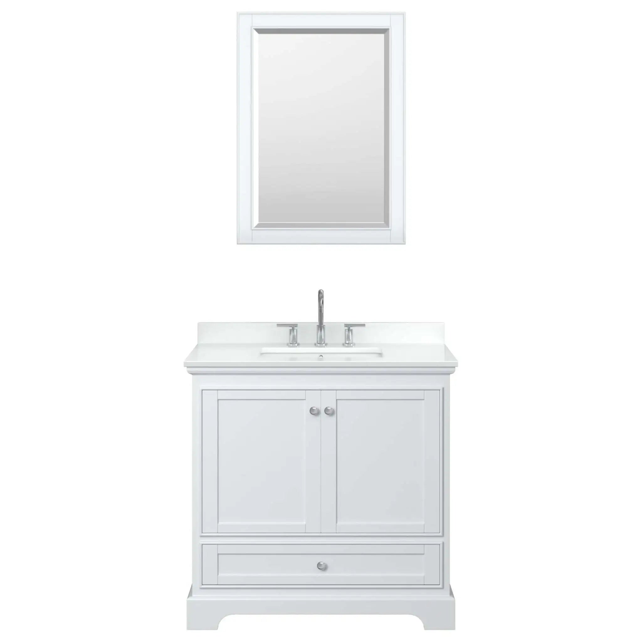 36" Deborah Single Bathroom Vanity in White with Polished Chrome Trim & Medicine Cabinet by Wyndham