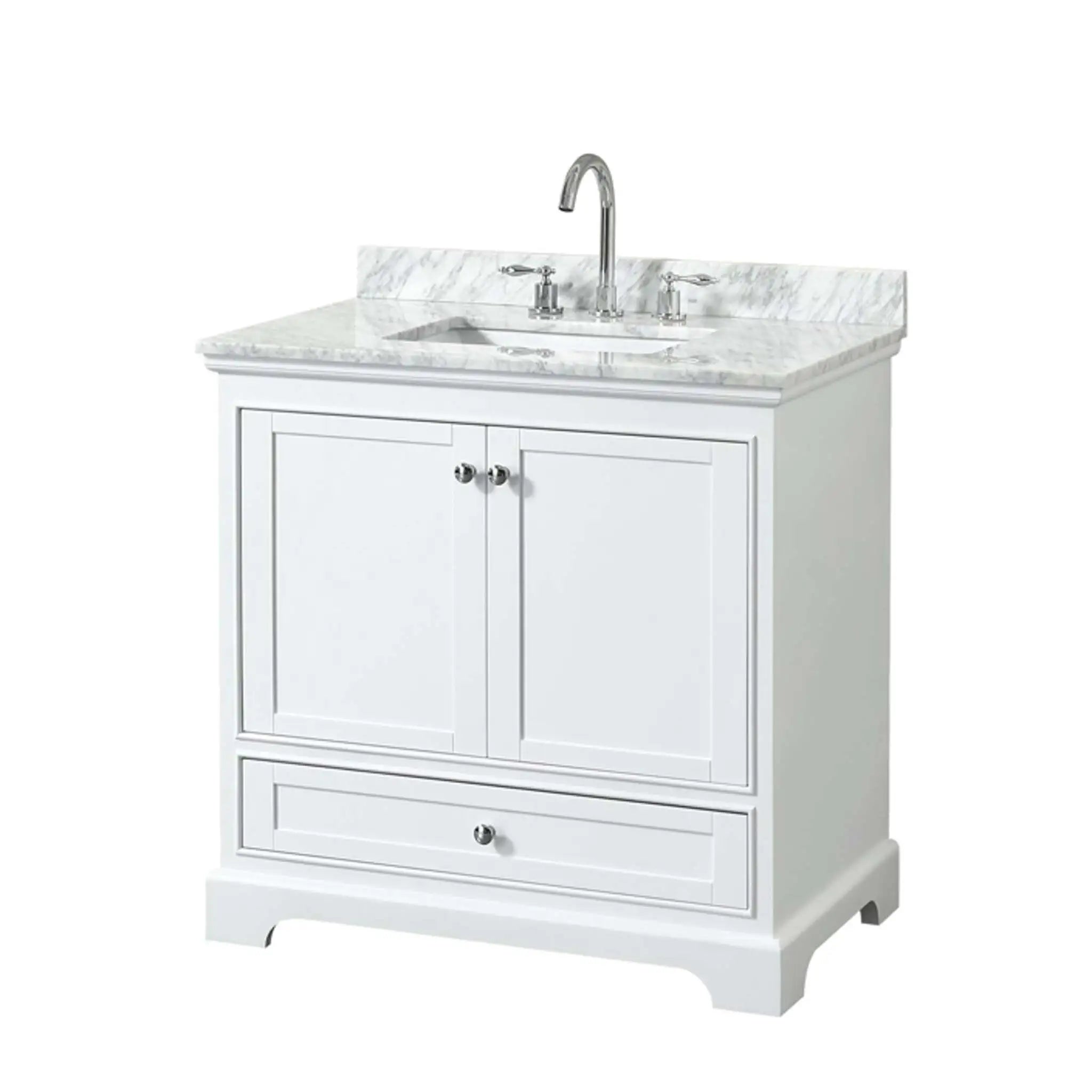 36" Deborah Single Bathroom Vanity in White with Polished Chrome Trim by Wyndham