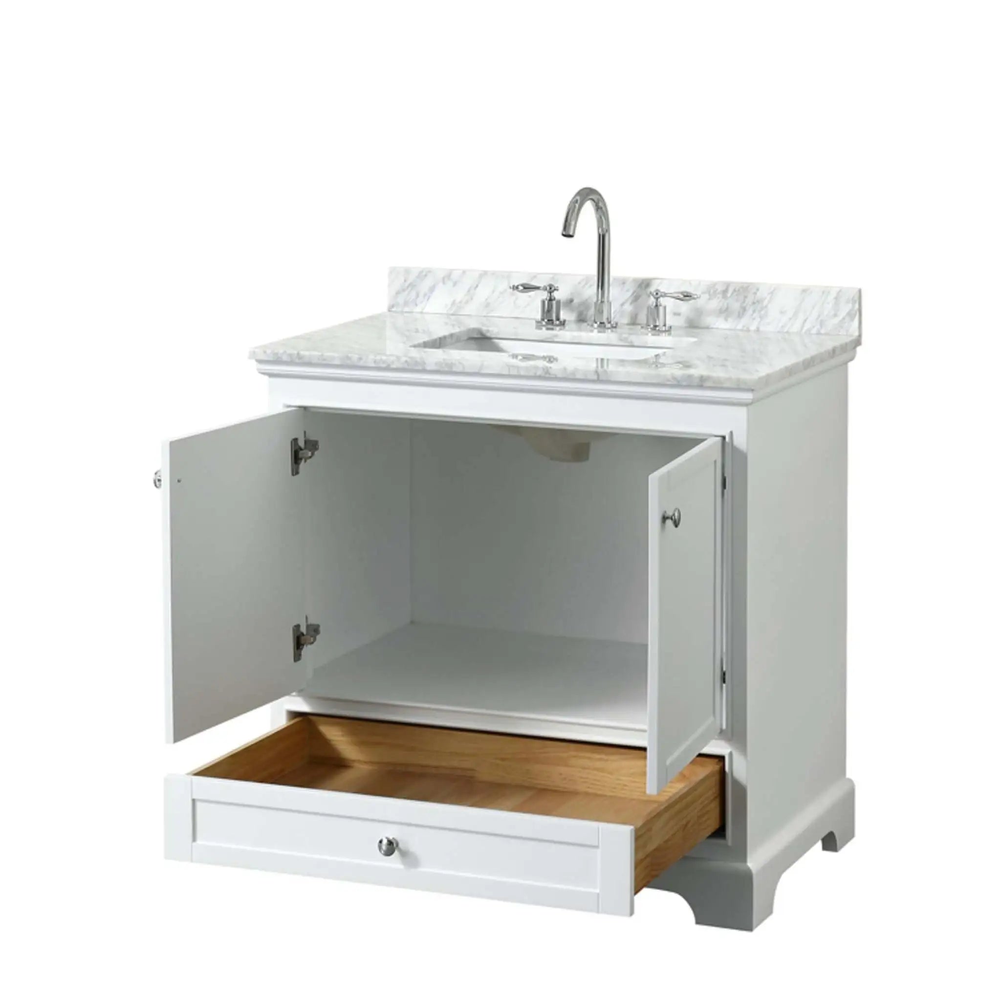36" Deborah Single Bathroom Vanity in White with Polished Chrome Trim by Wyndham