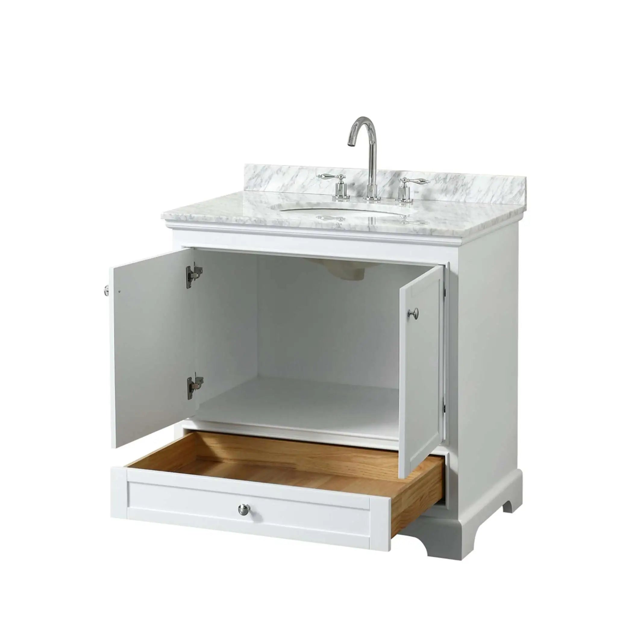36" Deborah Single Bathroom Vanity in White with Polished Chrome Trim by Wyndham
