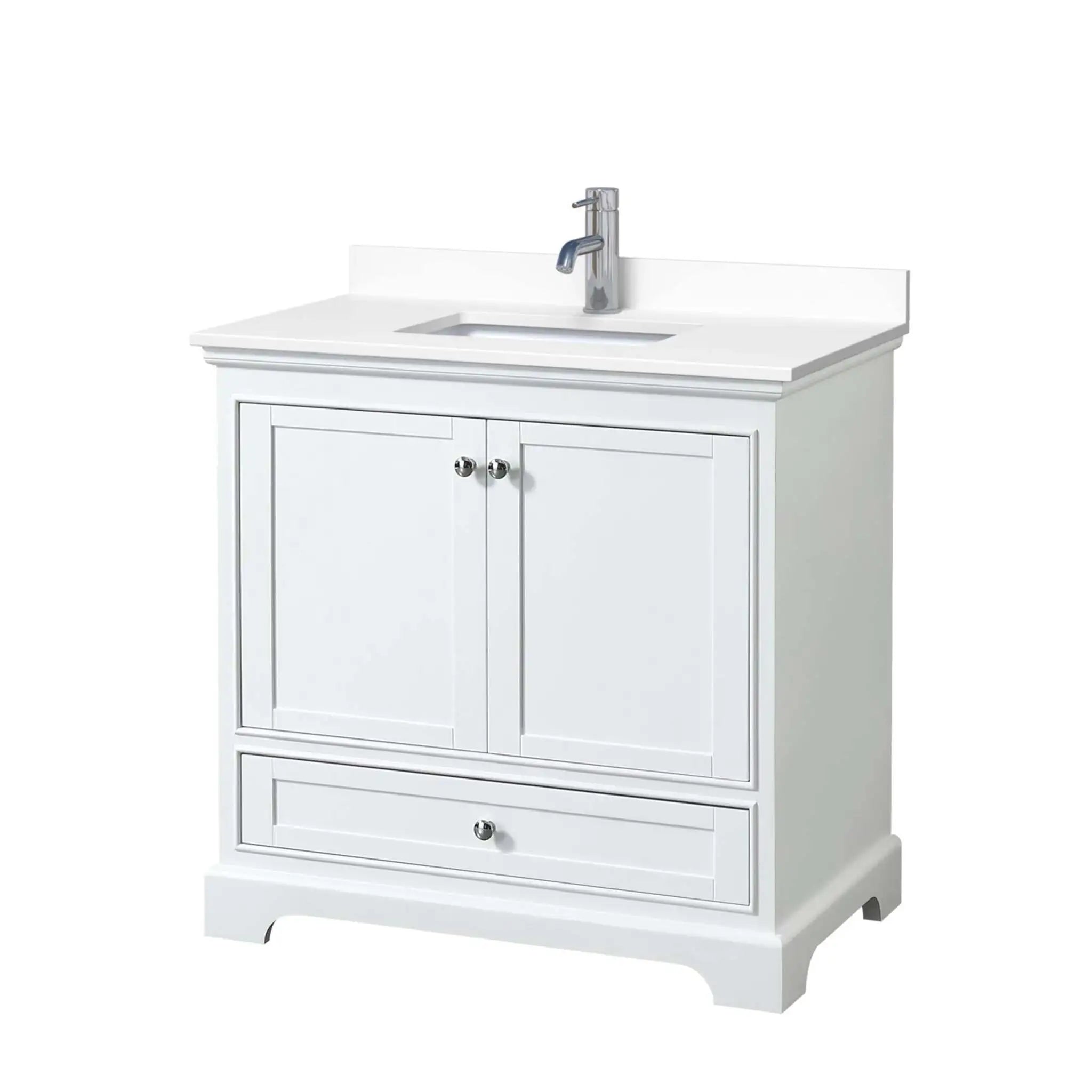 36" Deborah Single Bathroom Vanity in White with Polished Chrome Trim by Wyndham