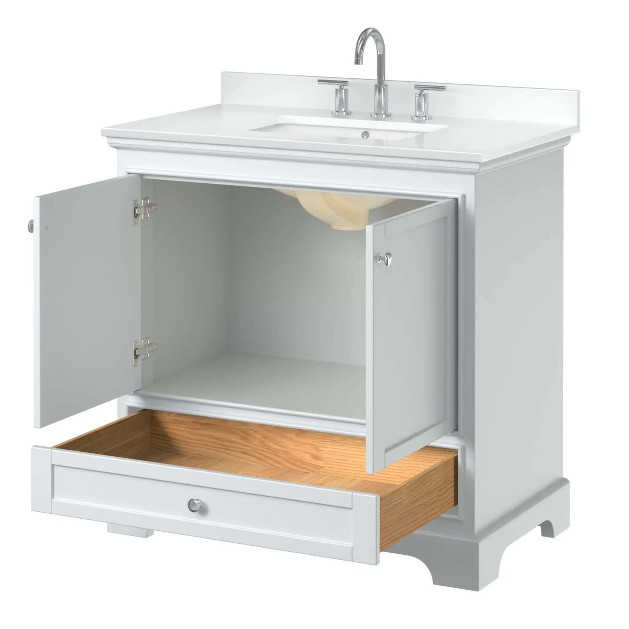 36" Deborah Single Bathroom Vanity in White with Polished Chrome Trim by Wyndham