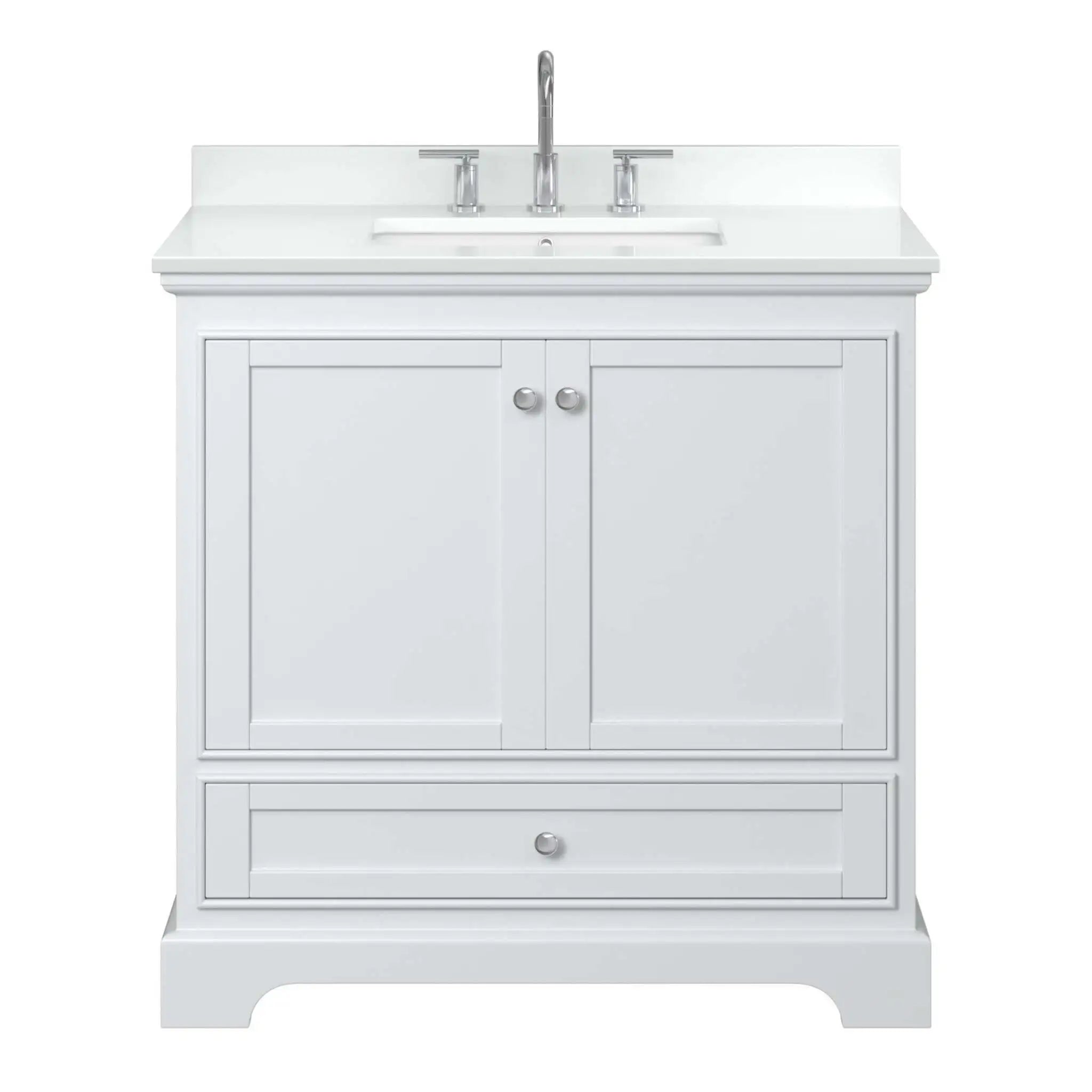 36" Deborah Single Bathroom Vanity in White with Polished Chrome Trim by Wyndham