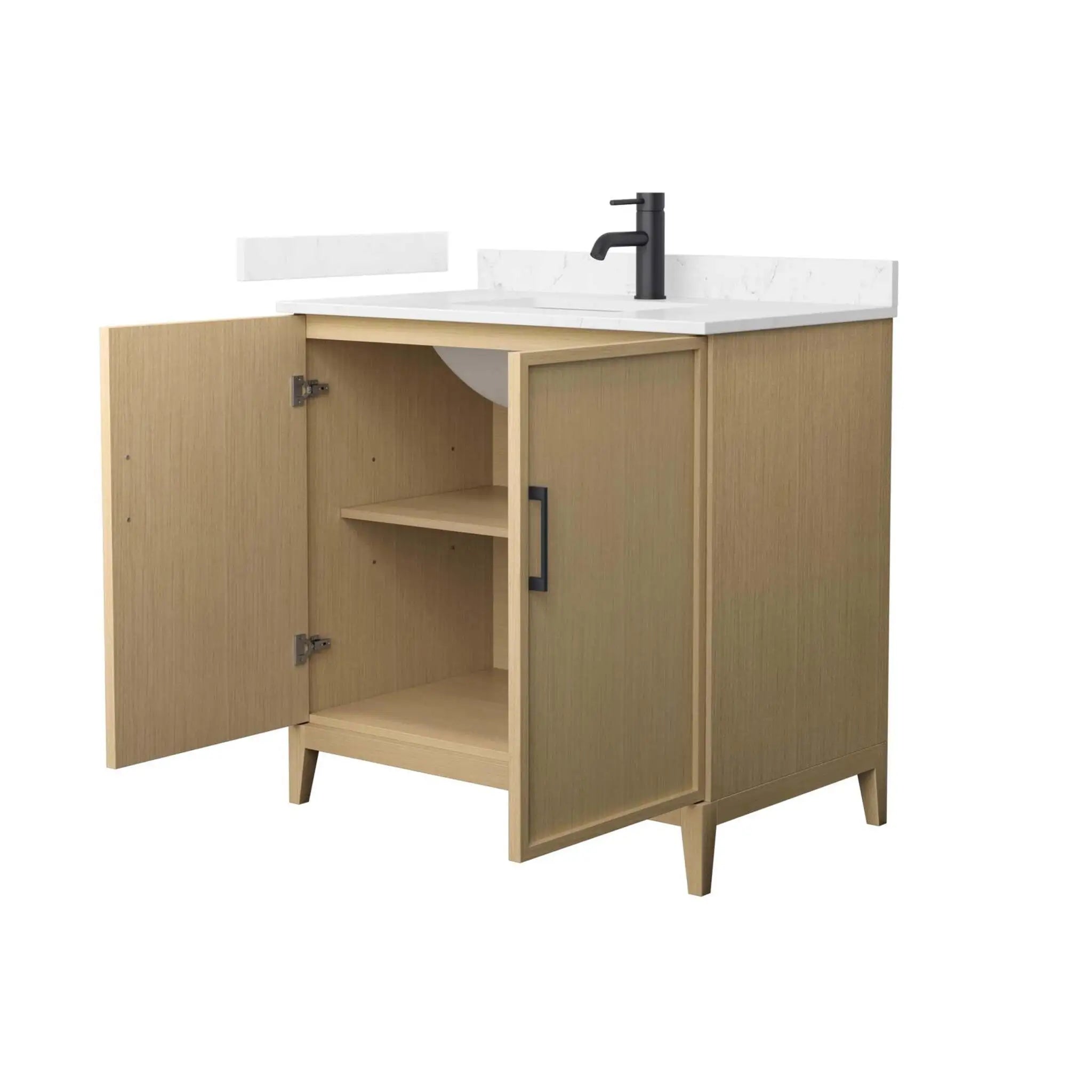 36" Elan Single Bathroom Vanity in White Oak with Matte Black Trim by Wyndham