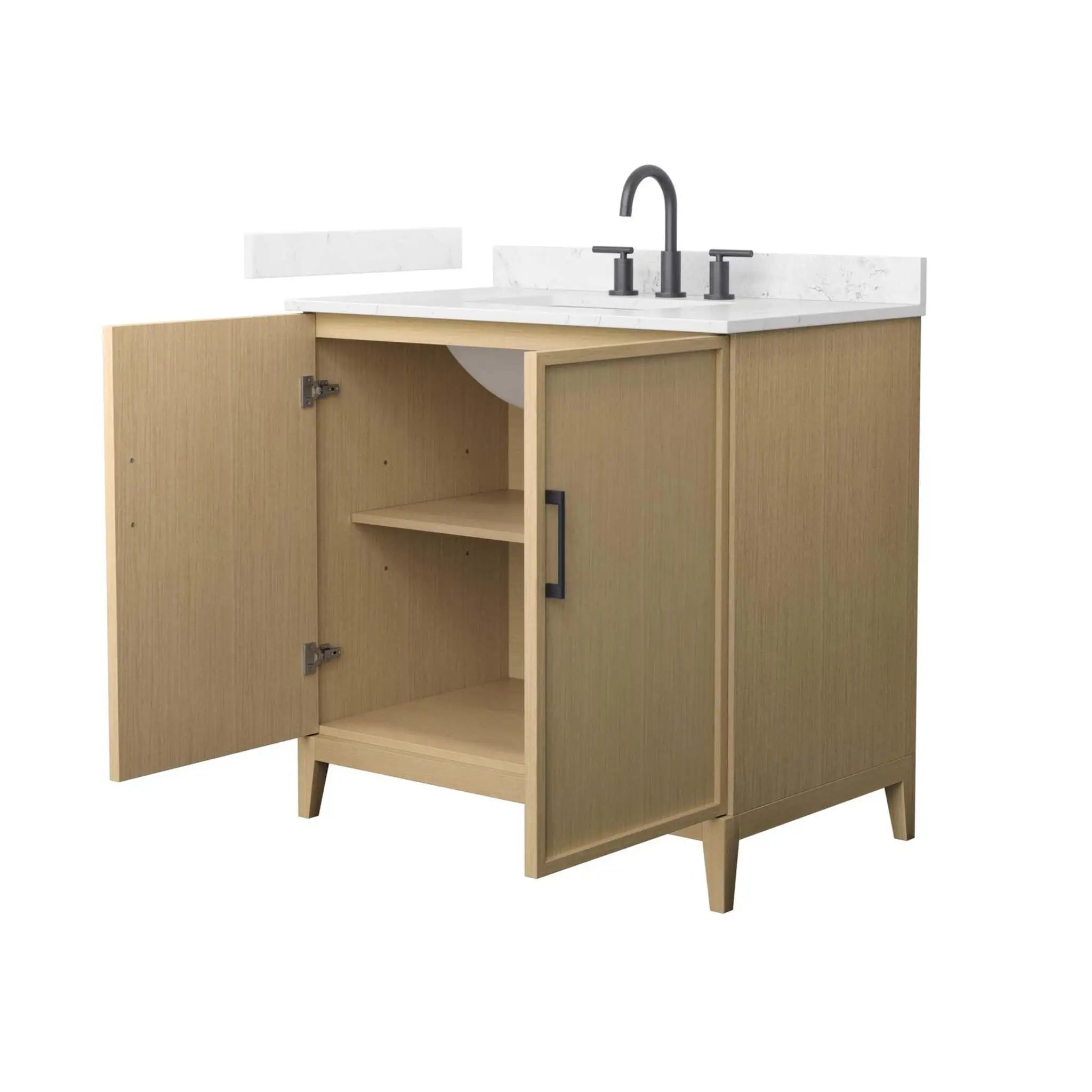 36" Elan Single Bathroom Vanity in White Oak with Matte Black Trim by Wyndham