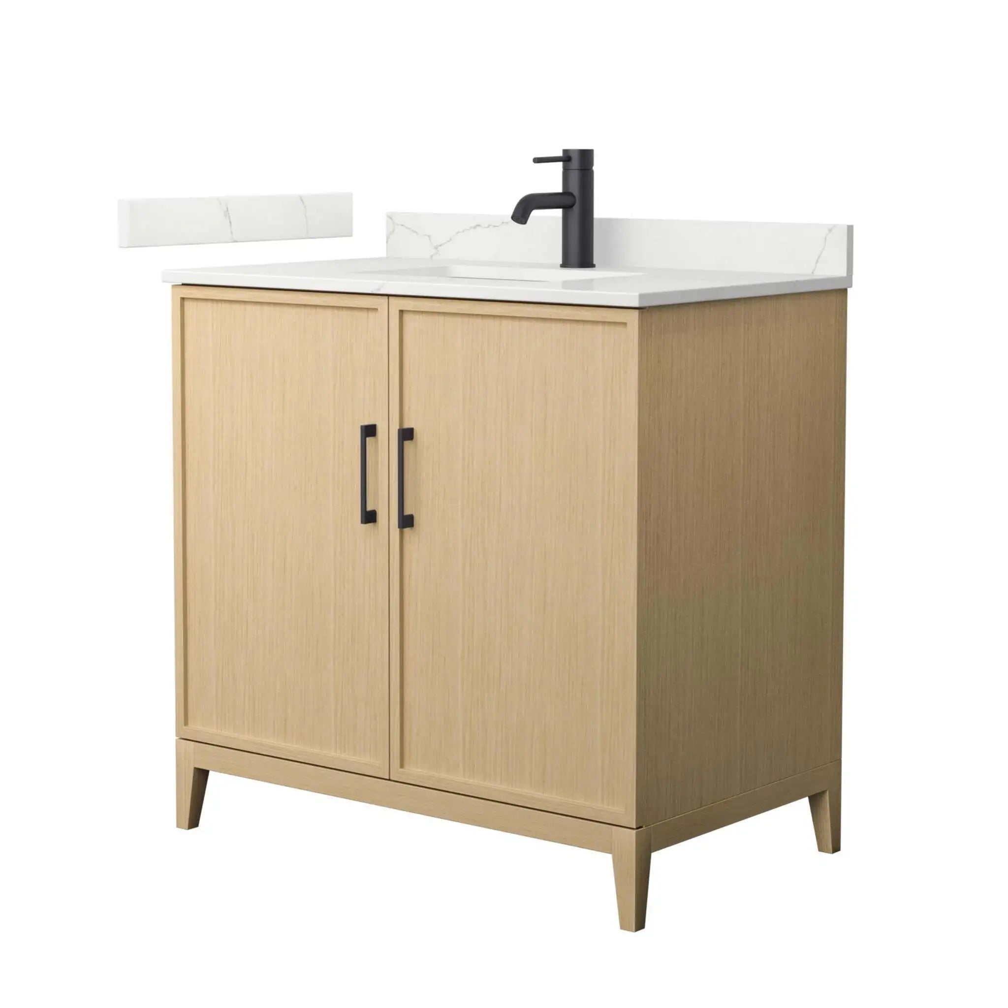 36" Elan Single Bathroom Vanity in White Oak with Matte Black Trim by Wyndham