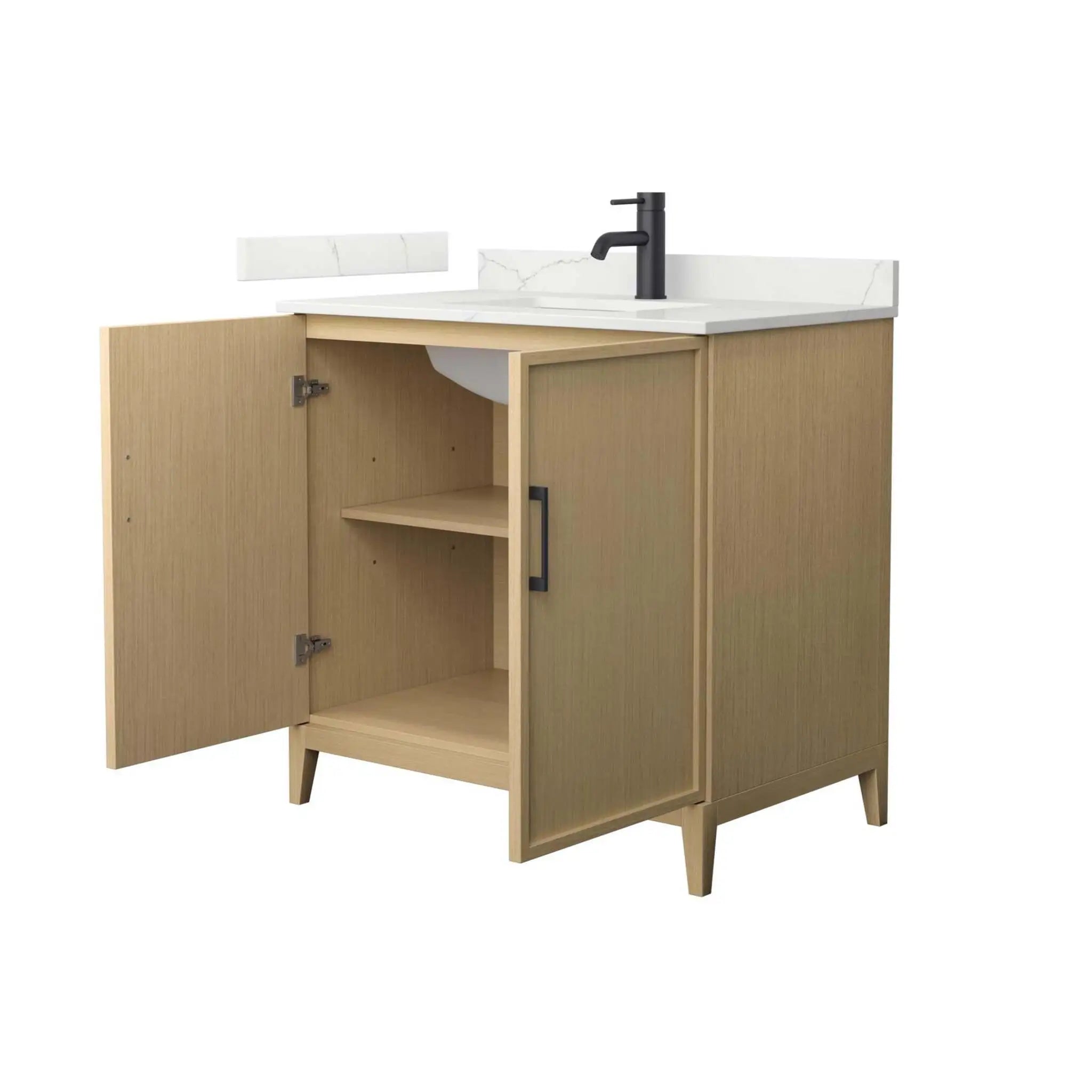 36" Elan Single Bathroom Vanity in White Oak with Matte Black Trim by Wyndham