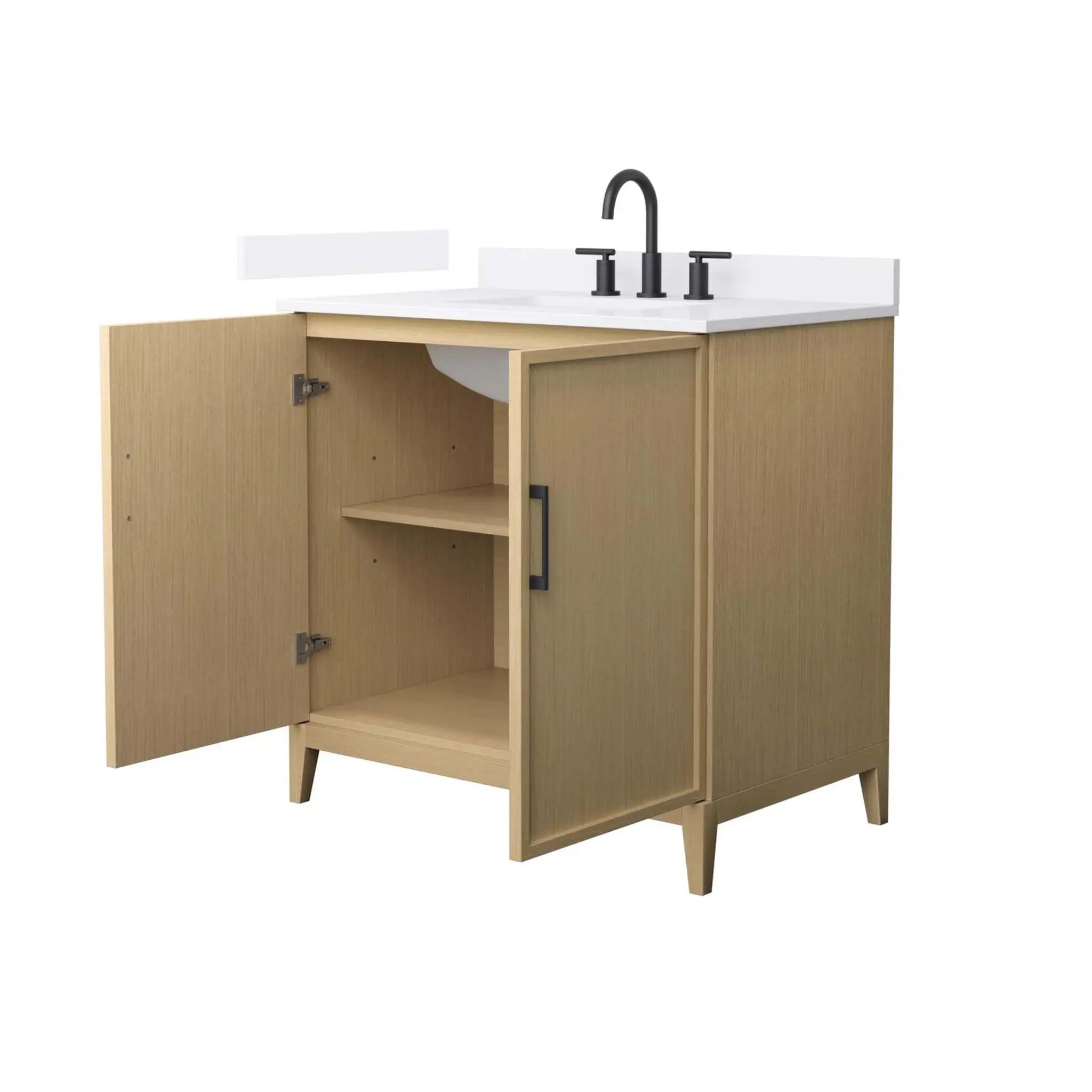 36" Elan Single Bathroom Vanity in White Oak with Matte Black Trim by Wyndham