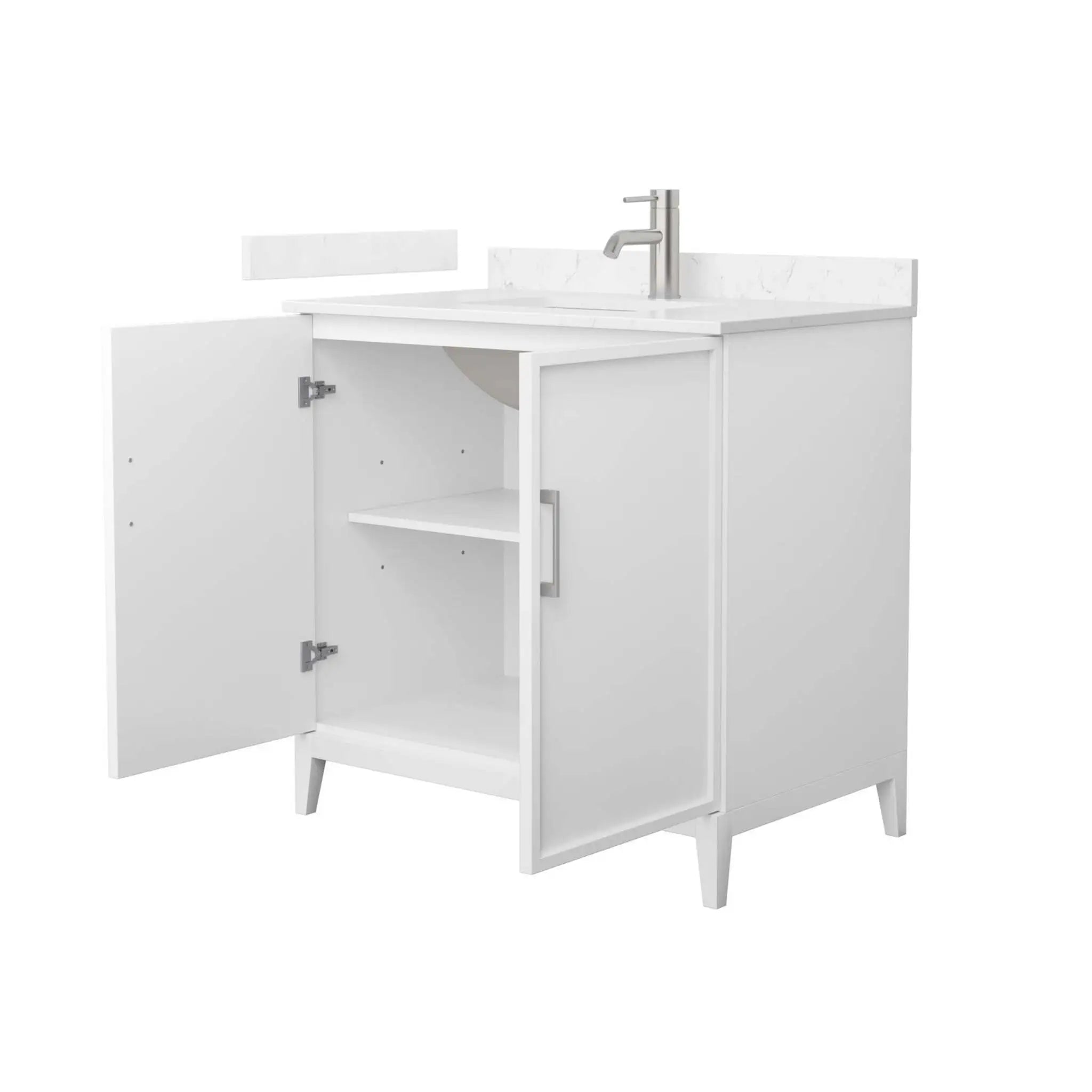 36" Elan Single Bathroom Vanity in White with Brushed Nickel Trim by Wyndham