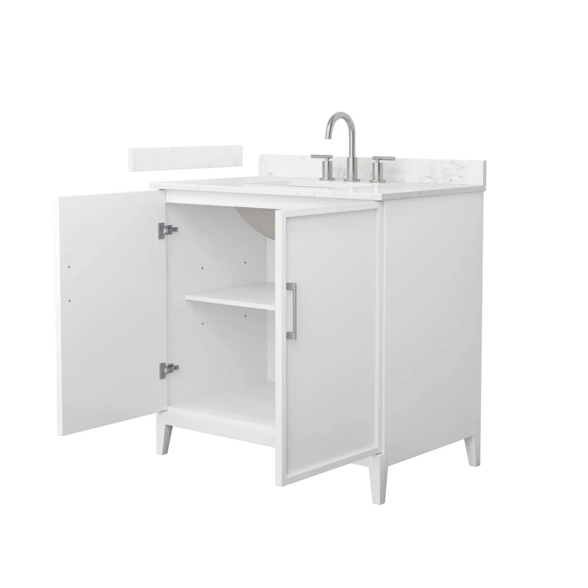 36" Elan Single Bathroom Vanity in White with Brushed Nickel Trim by Wyndham