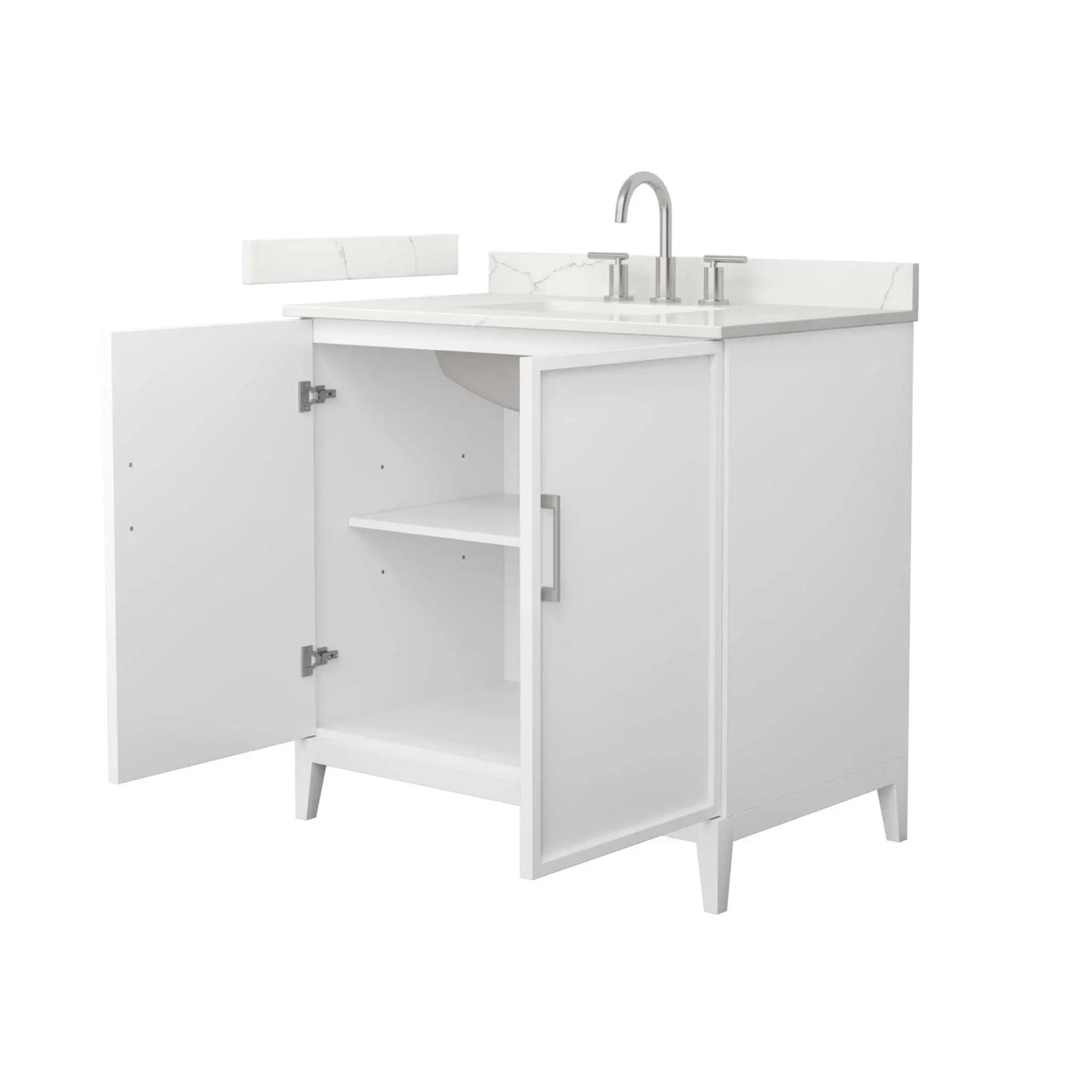 36" Elan Single Bathroom Vanity in White with Brushed Nickel Trim by Wyndham