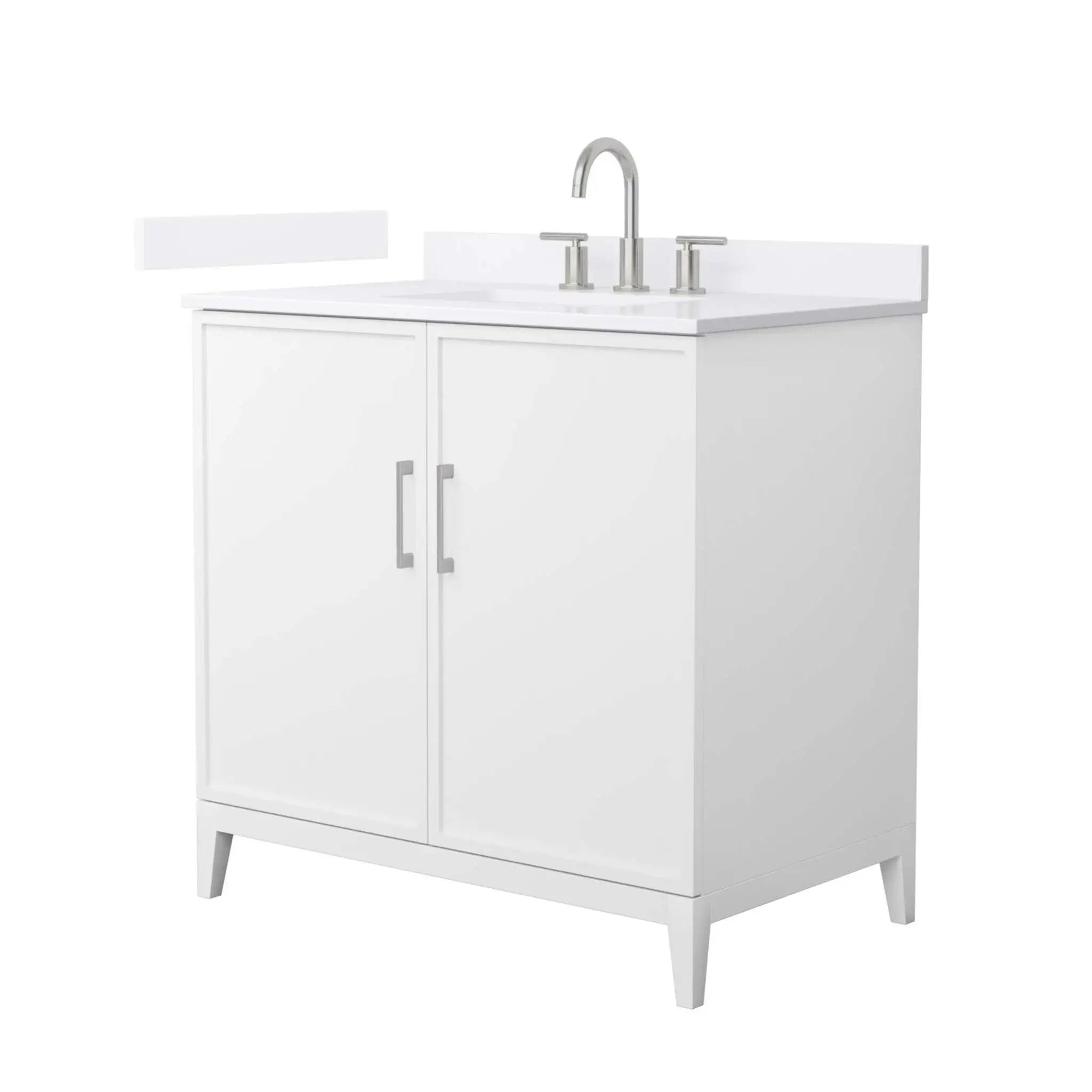 36" Elan Single Bathroom Vanity in White with Brushed Nickel Trim by Wyndham