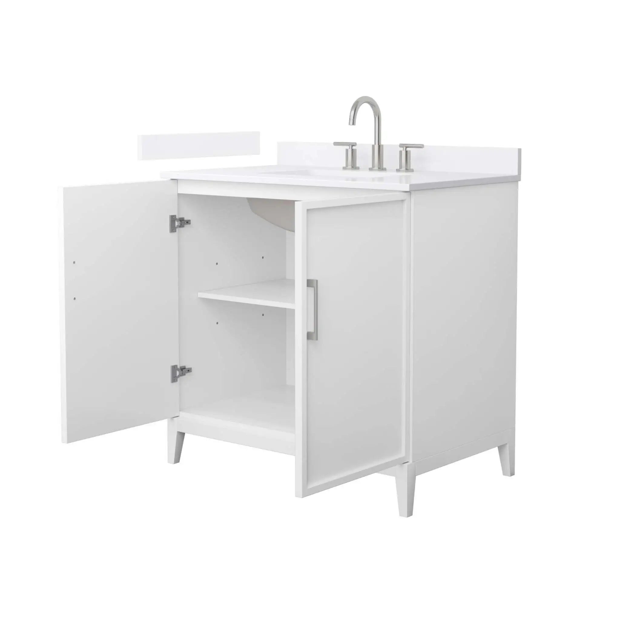 36" Elan Single Bathroom Vanity in White with Brushed Nickel Trim by Wyndham