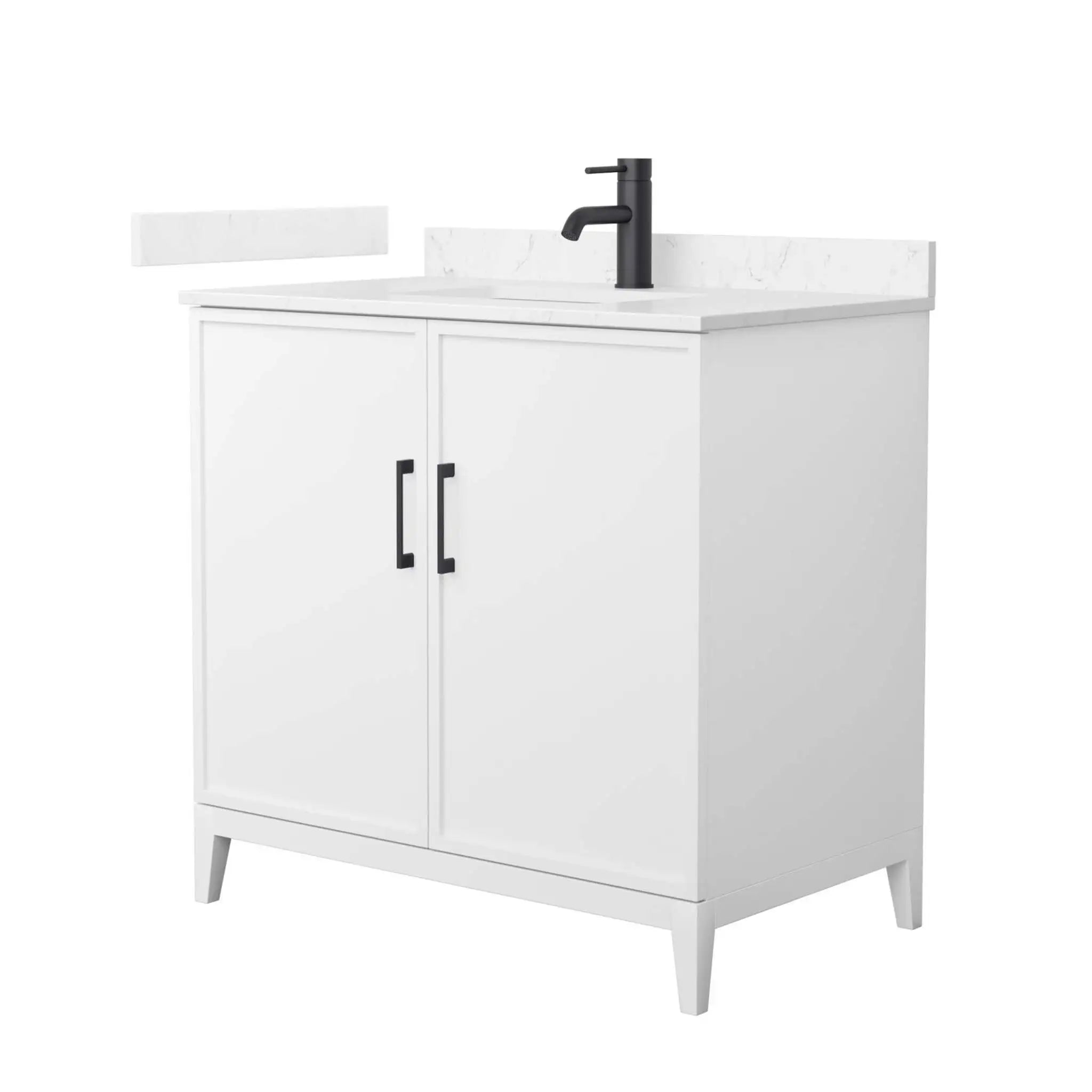 36" Elan Single Bathroom Vanity in White with Matte Black Trim by Wyndham