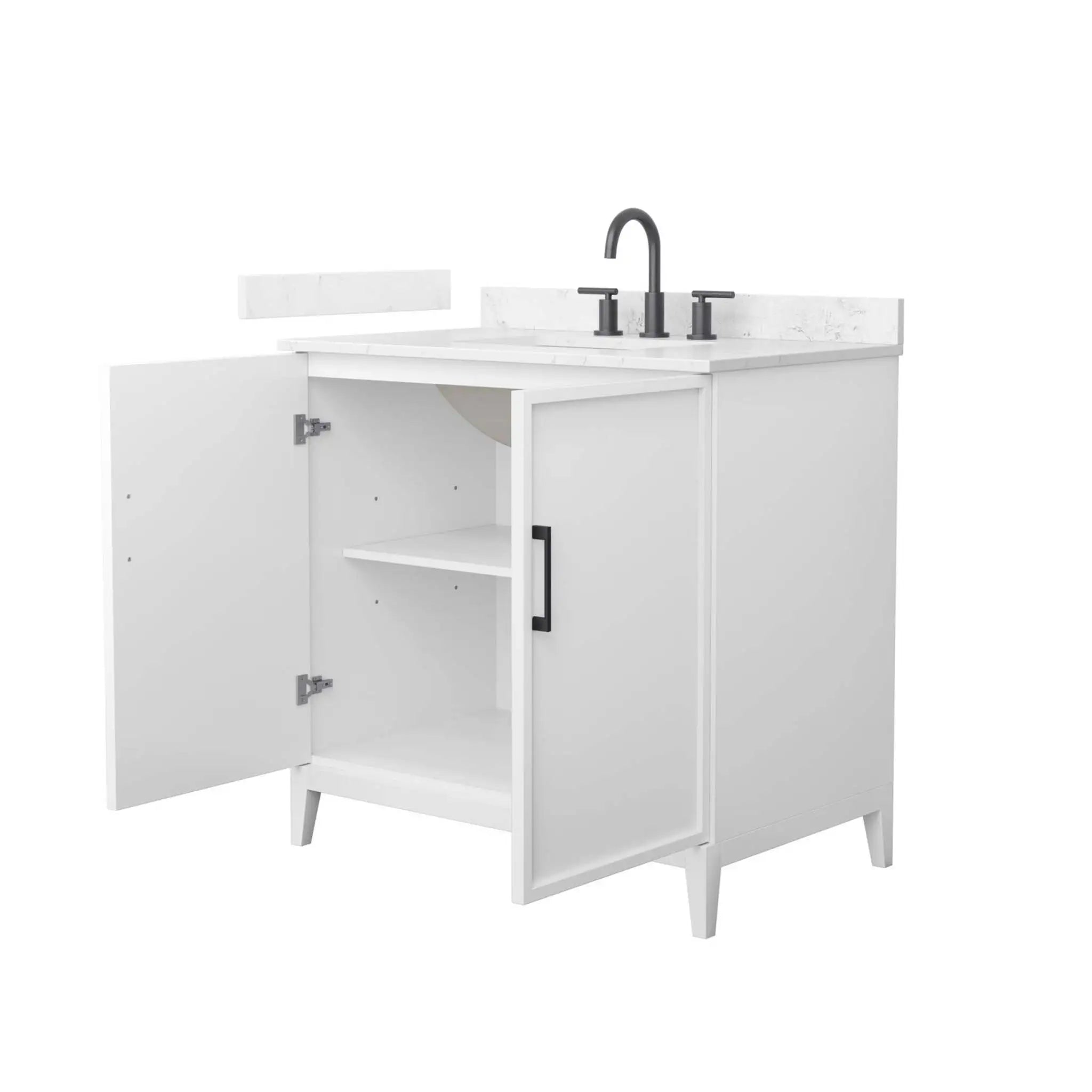 36" Elan Single Bathroom Vanity in White with Matte Black Trim by Wyndham