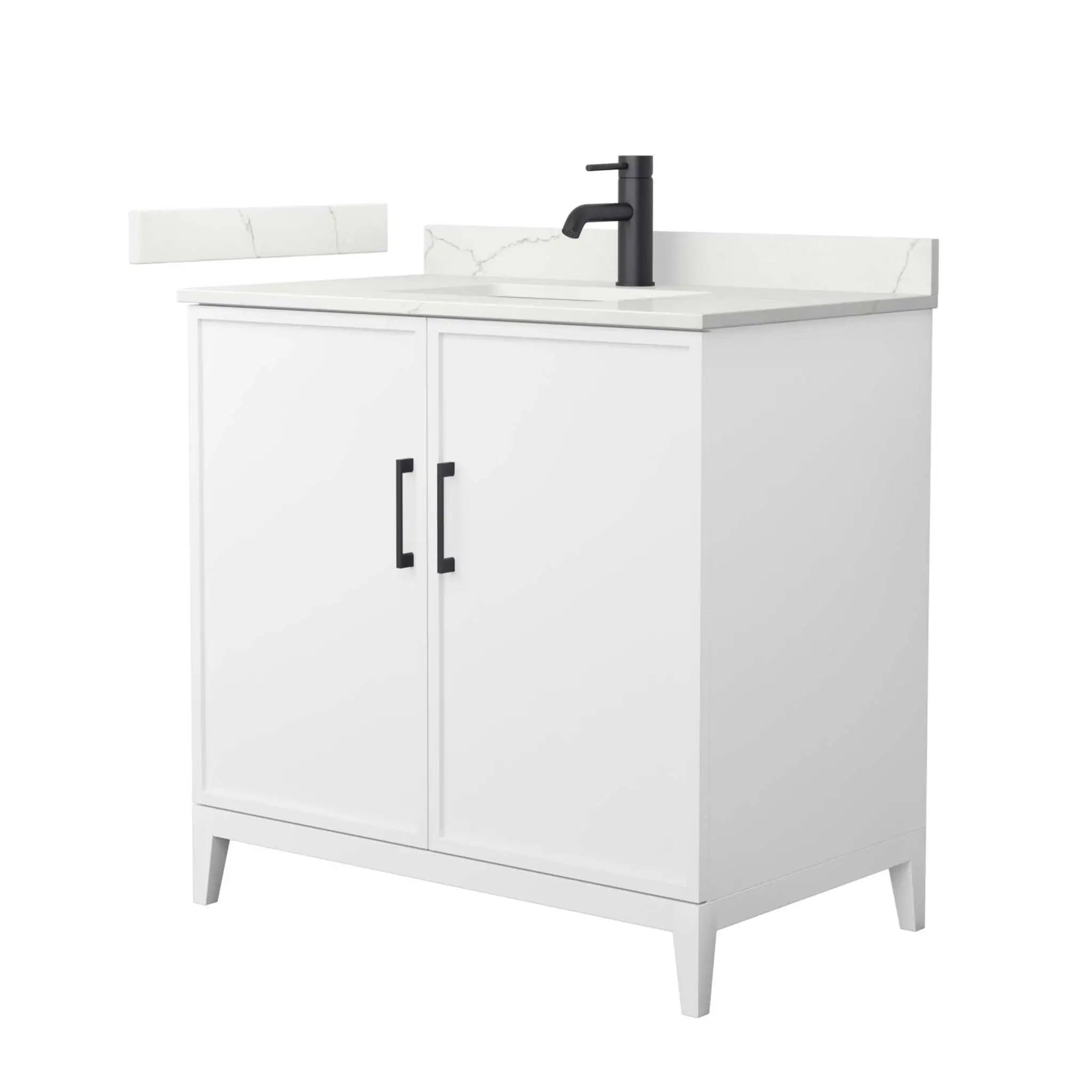 36" Elan Single Bathroom Vanity in White with Matte Black Trim by Wyndham