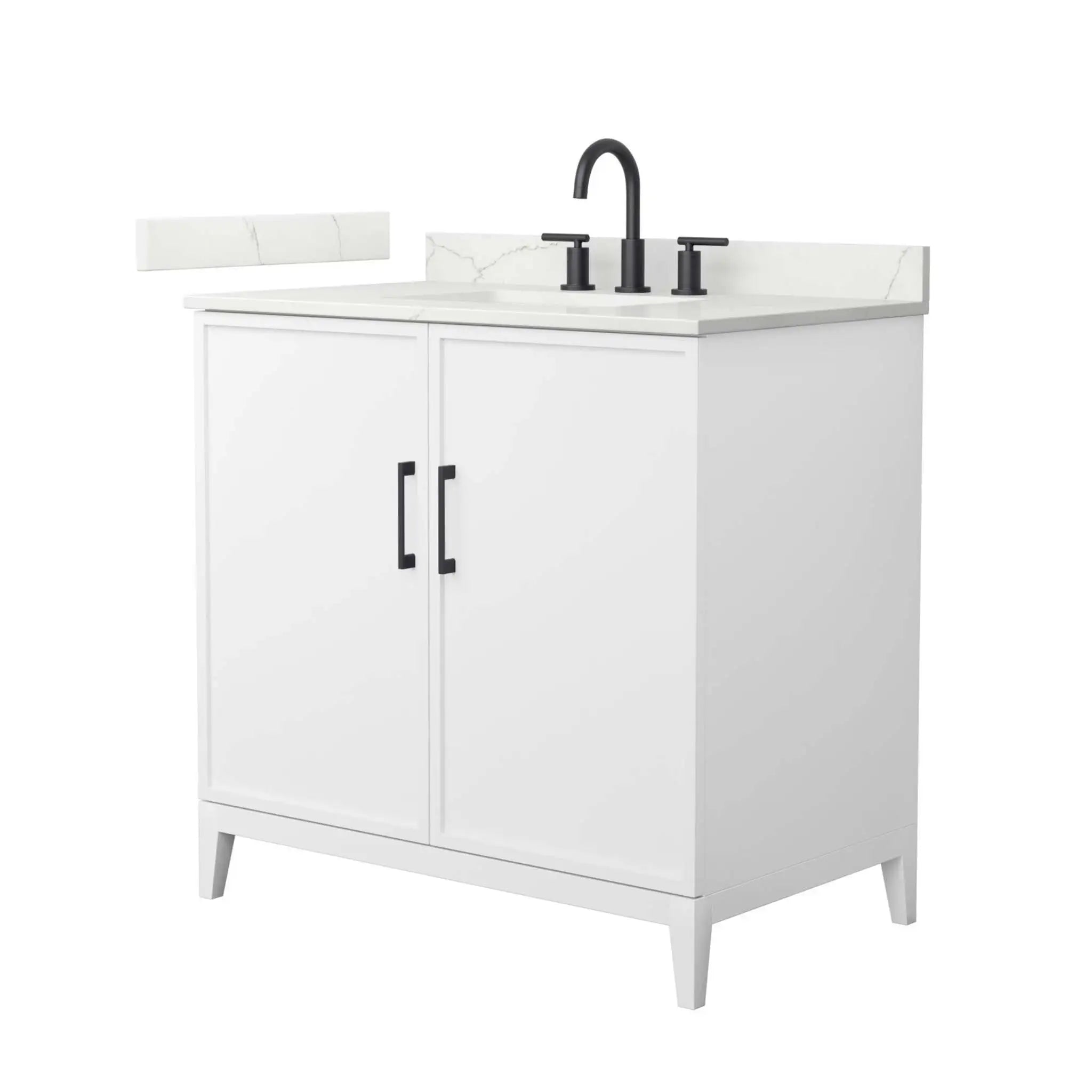 36" Elan Single Bathroom Vanity in White with Matte Black Trim by Wyndham