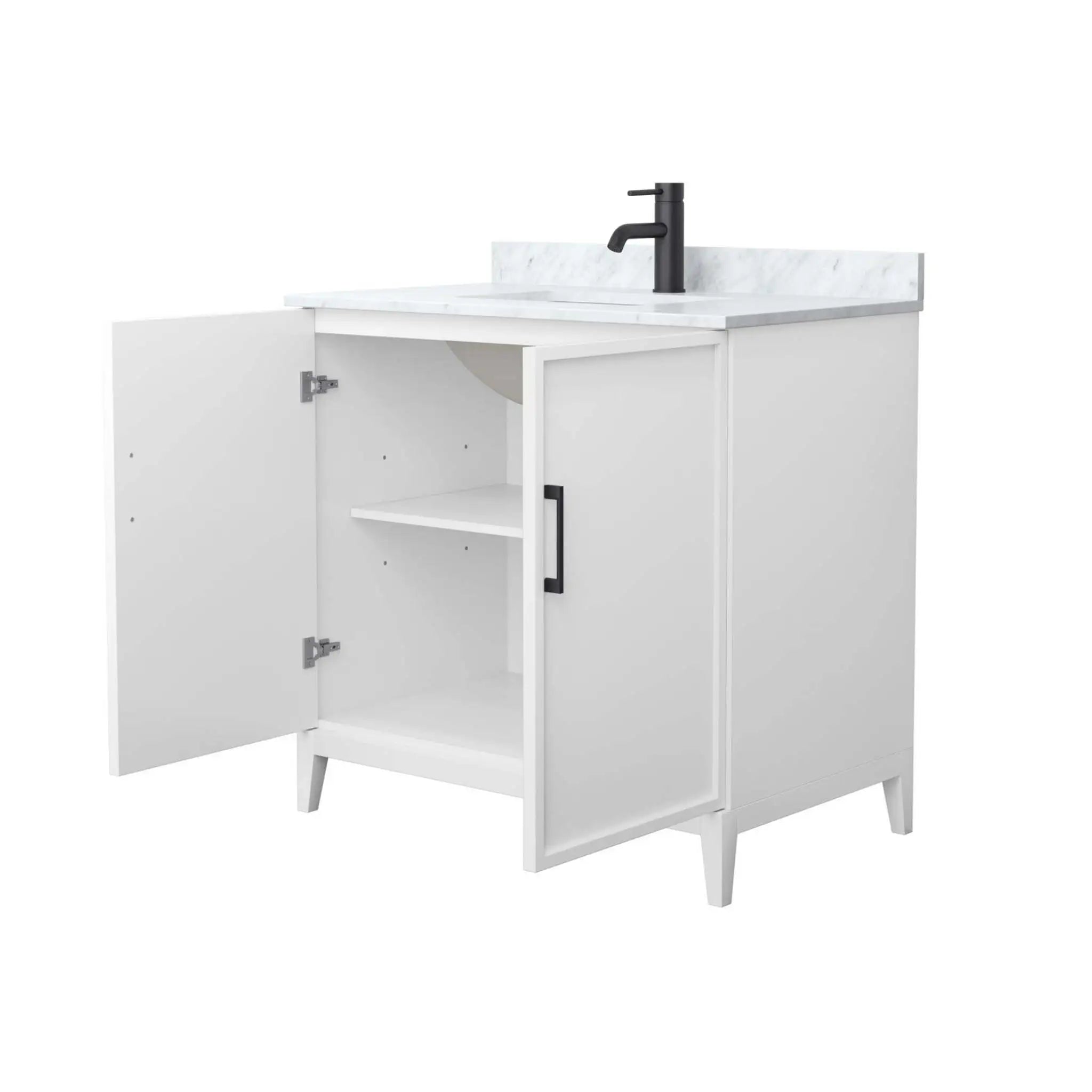 36" Elan Single Bathroom Vanity in White with Matte Black Trim by Wyndham