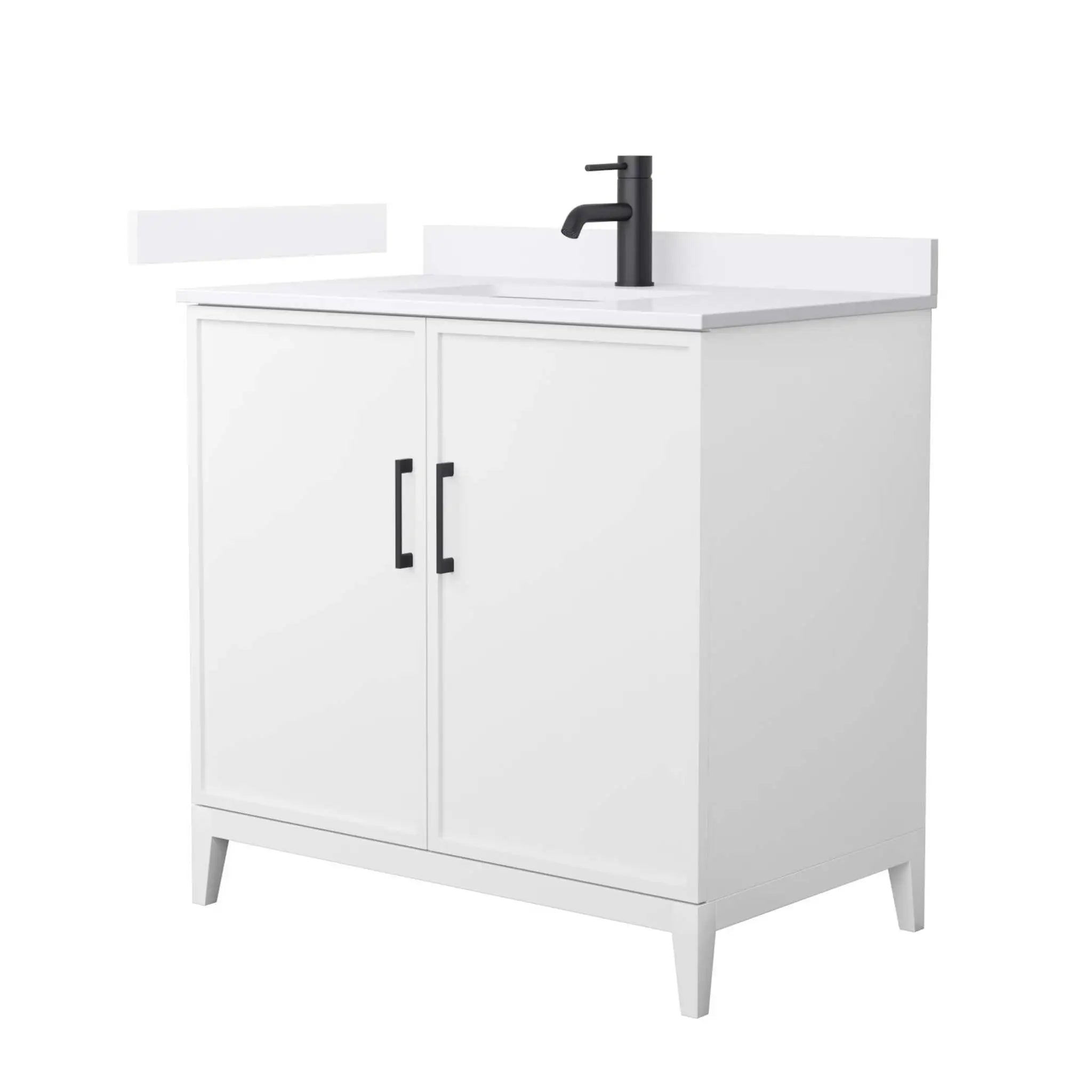36" Elan Single Bathroom Vanity in White with Matte Black Trim by Wyndham