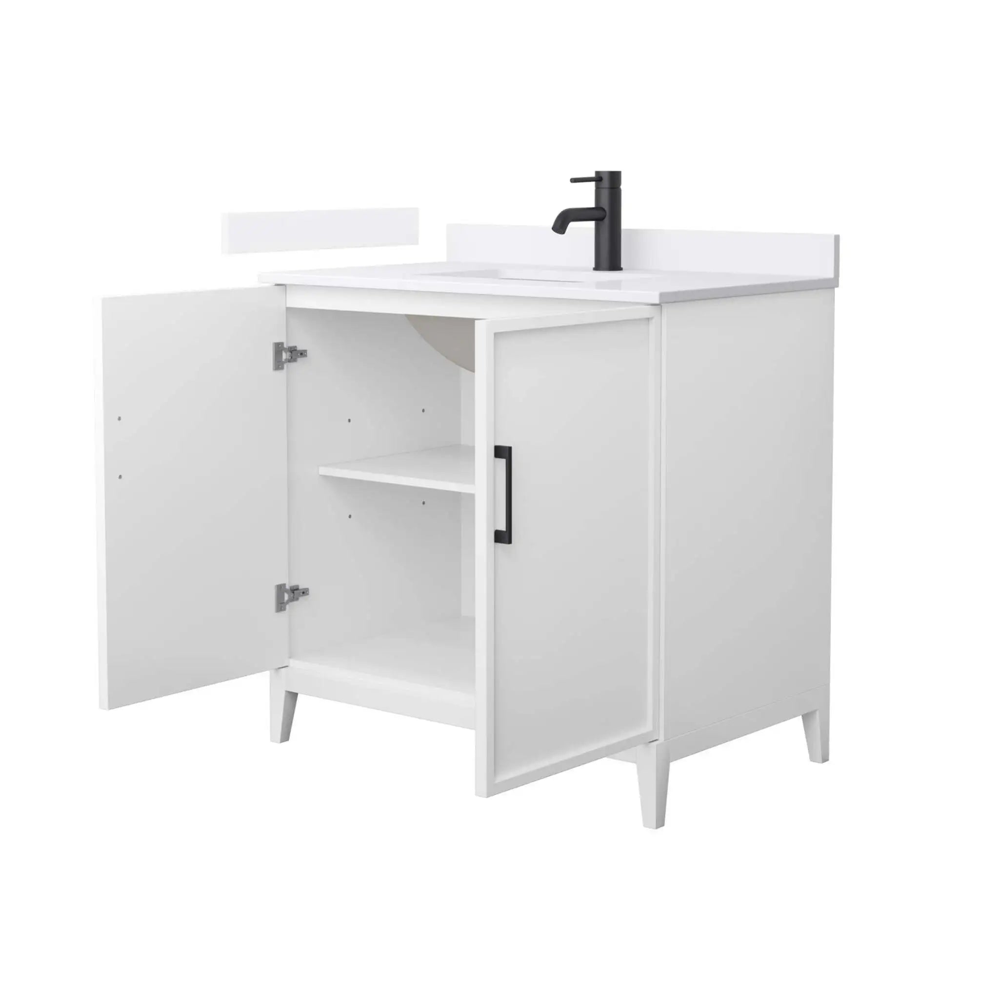 36" Elan Single Bathroom Vanity in White with Matte Black Trim by Wyndham
