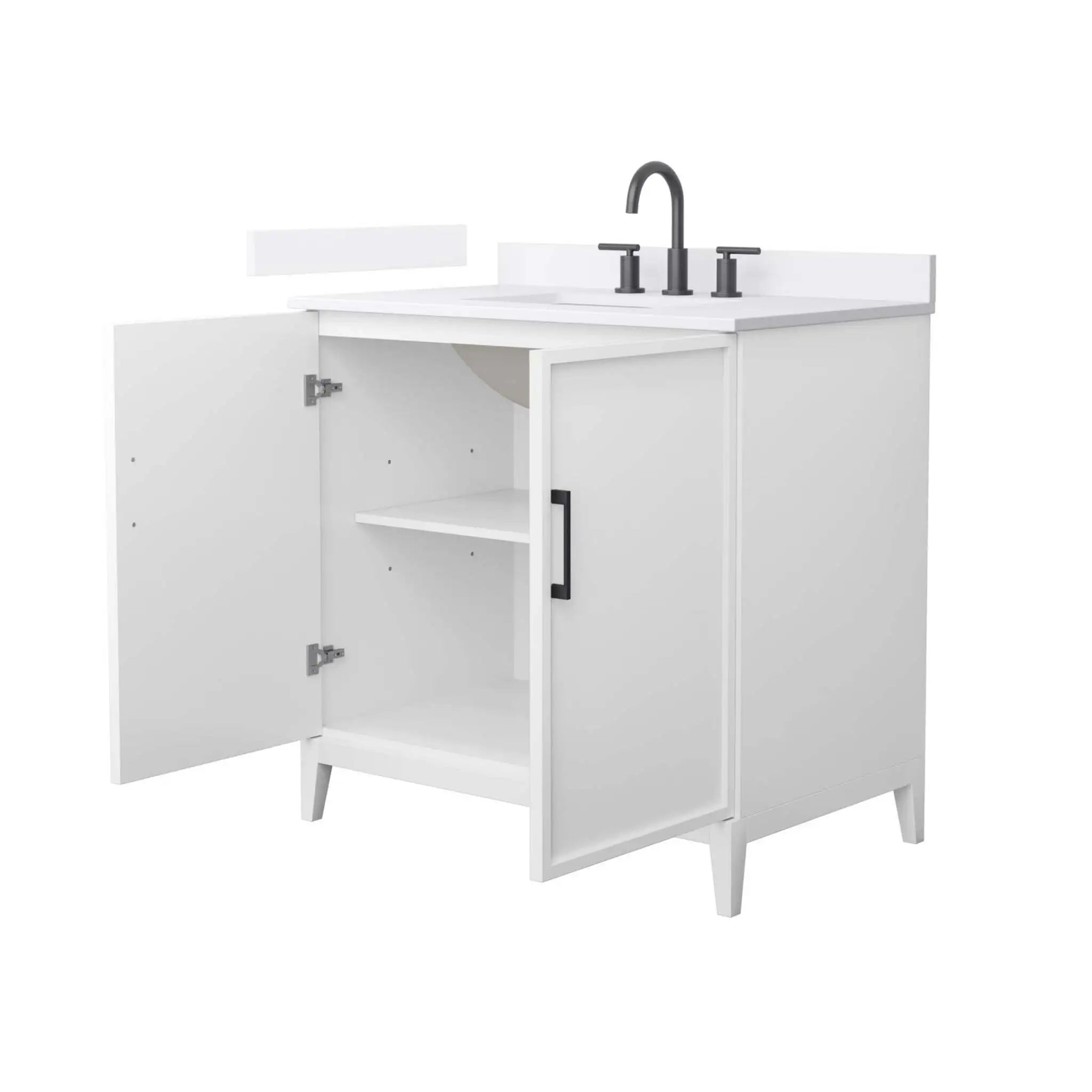 36" Elan Single Bathroom Vanity in White with Matte Black Trim by Wyndham