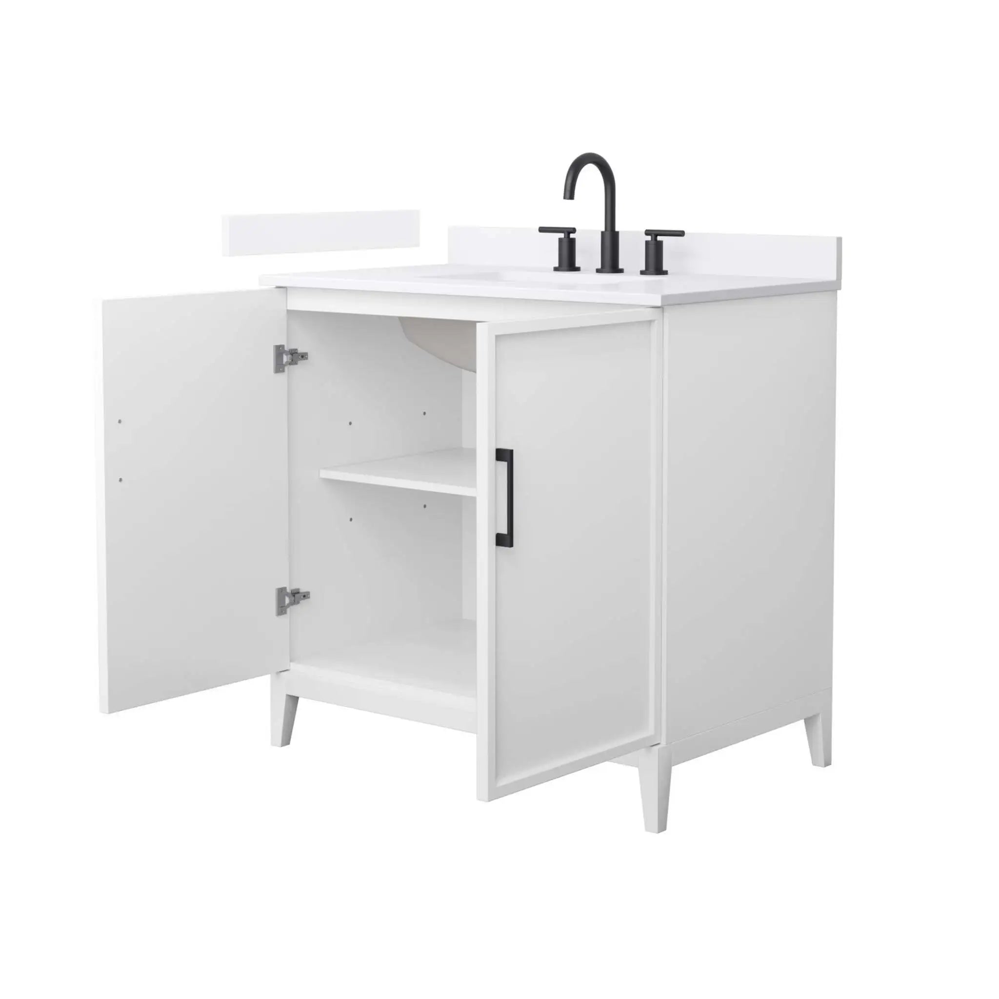 36" Elan Single Bathroom Vanity in White with Matte Black Trim by Wyndham